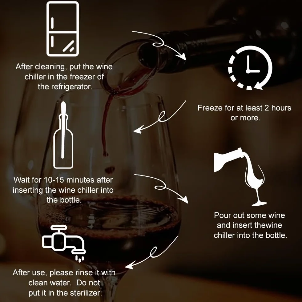 Enfriador Botellas Vino con Varilla de Enfriamiento, Acero Inoxidable, Aereador y Vertedor