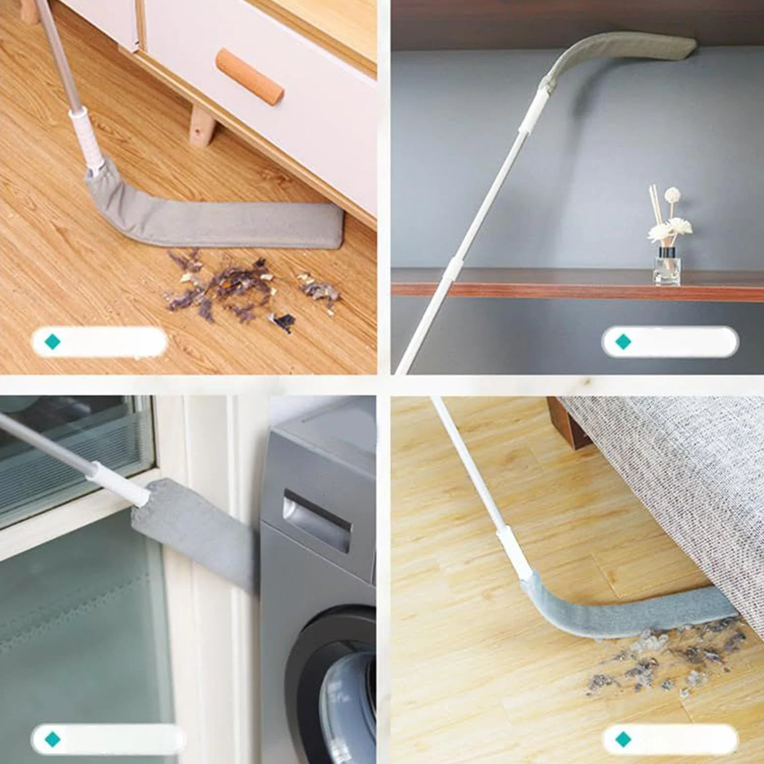 Bajo Electrodomésticos, Plumero Palmera, 130 Cm Cepillo para Polvo Limpiador Plano Retráctil con Mango Largo, Plumero Atrapapolvo Microfibra para Debajo De Muebles Sofá Cama Muebles Parte Infe