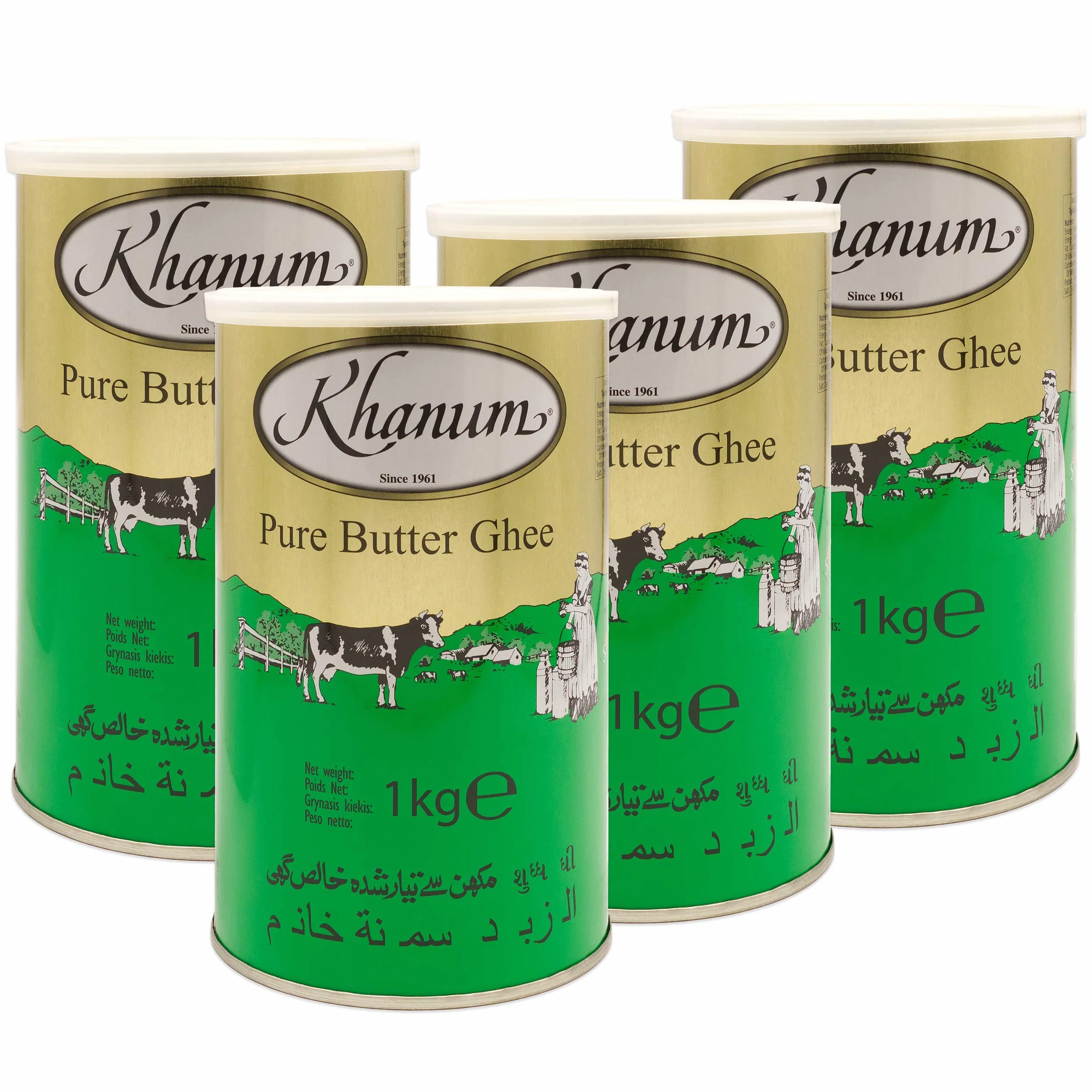 Khanum Pure Butter Ghee 4 x 1 kg Lata para Freír y Cocinar