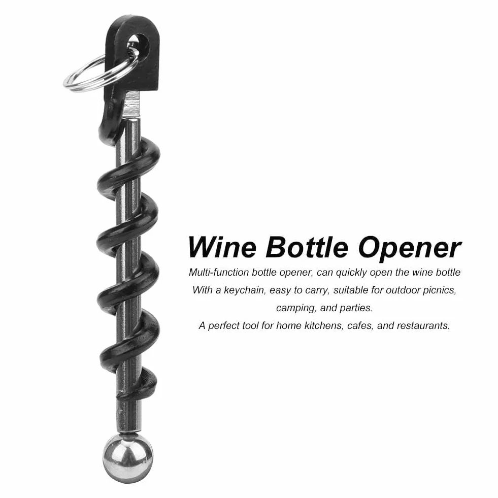 2pcs Abridor de Vino, Sacacorchos Espiral Abridor de Botellas de Acero Inoxidable Portátil Abridor de Botellas de Vino Cerveza con Llavero pequeño Sacacorchos de Vino