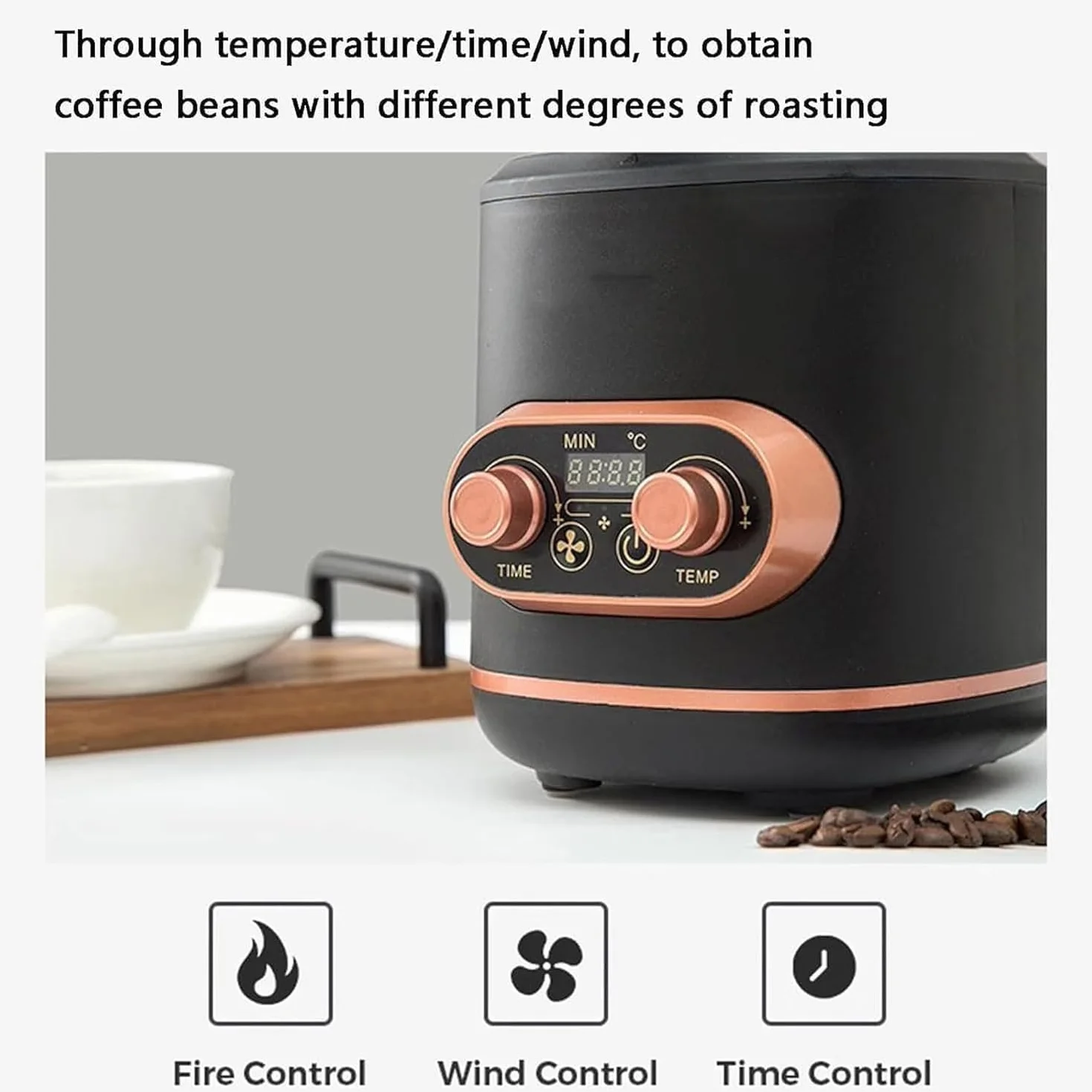 Tostador de café eléctrico 2400 W 300 g pantalla digital temporizador temperatura ajustable