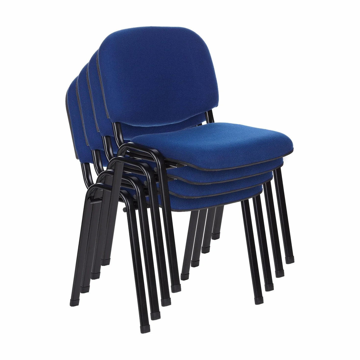 hjh OFFICE 4X Silla de confidente Silla de visitante XT 600 Tela Lote de 4 tapizadas Respaldo ergonómica Apilable Azul