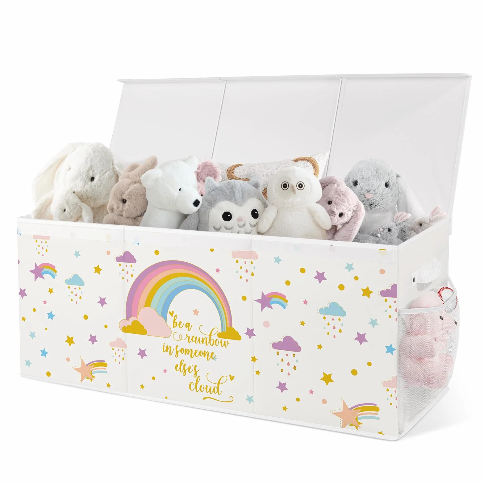 Baul Juguetes Infantil Zapatero Cesta Organizador Almacenaje 124L Tela Oxford Plegable 96x32x40cm Arcoiris