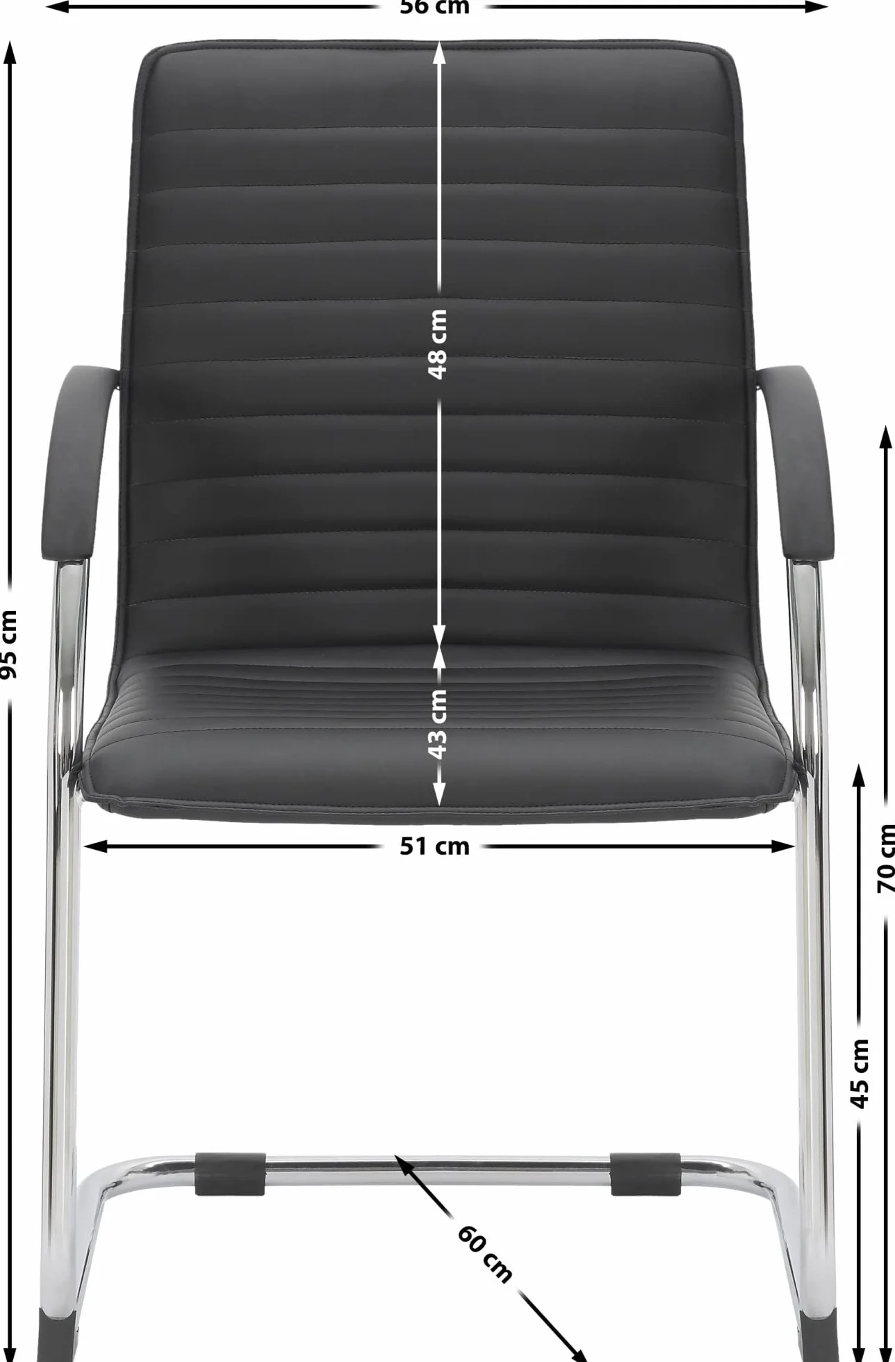 CLP Lote de 2 sillas de Visita Tira Polipiel I Silla basculante con Asiento tapizado, Color:Negro