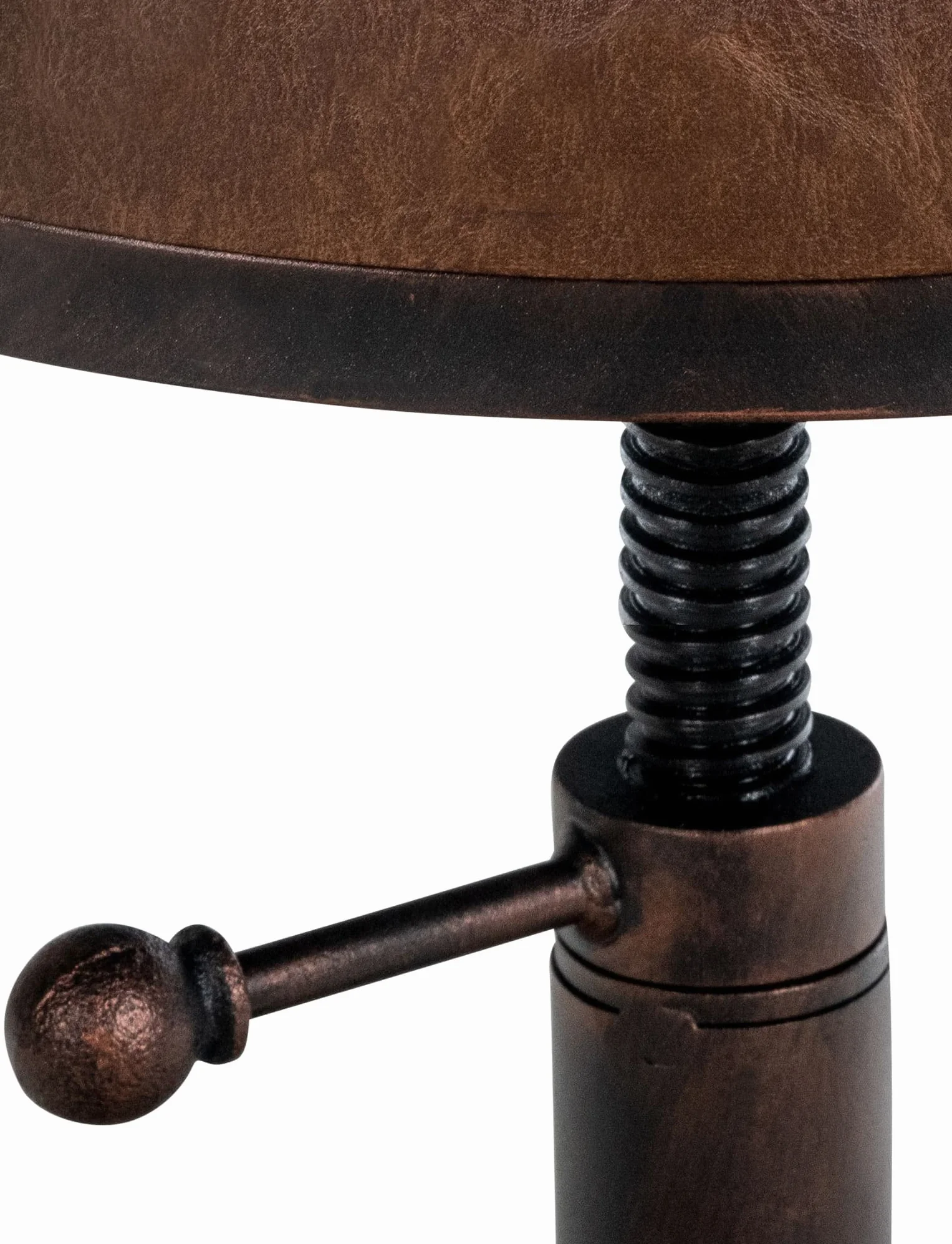 CLP Taburete Destin con Asiento Redondo Acolchado En Polipiel I Silla De Altura Ajustable con Base Metálica, Color:Bronce