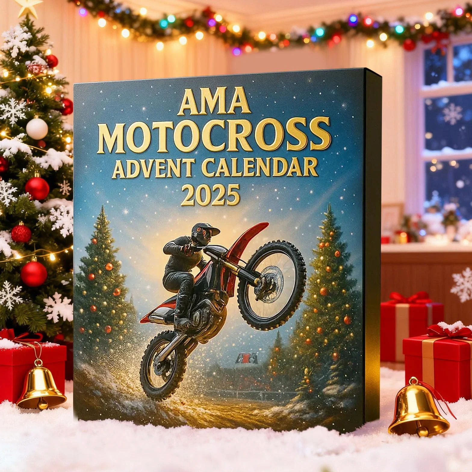 Calendario de Adviento Motocross 2025 - 24 Días Cuenta Regresiva Navidad con Mini Motos de Cross y Figuras de Corredor