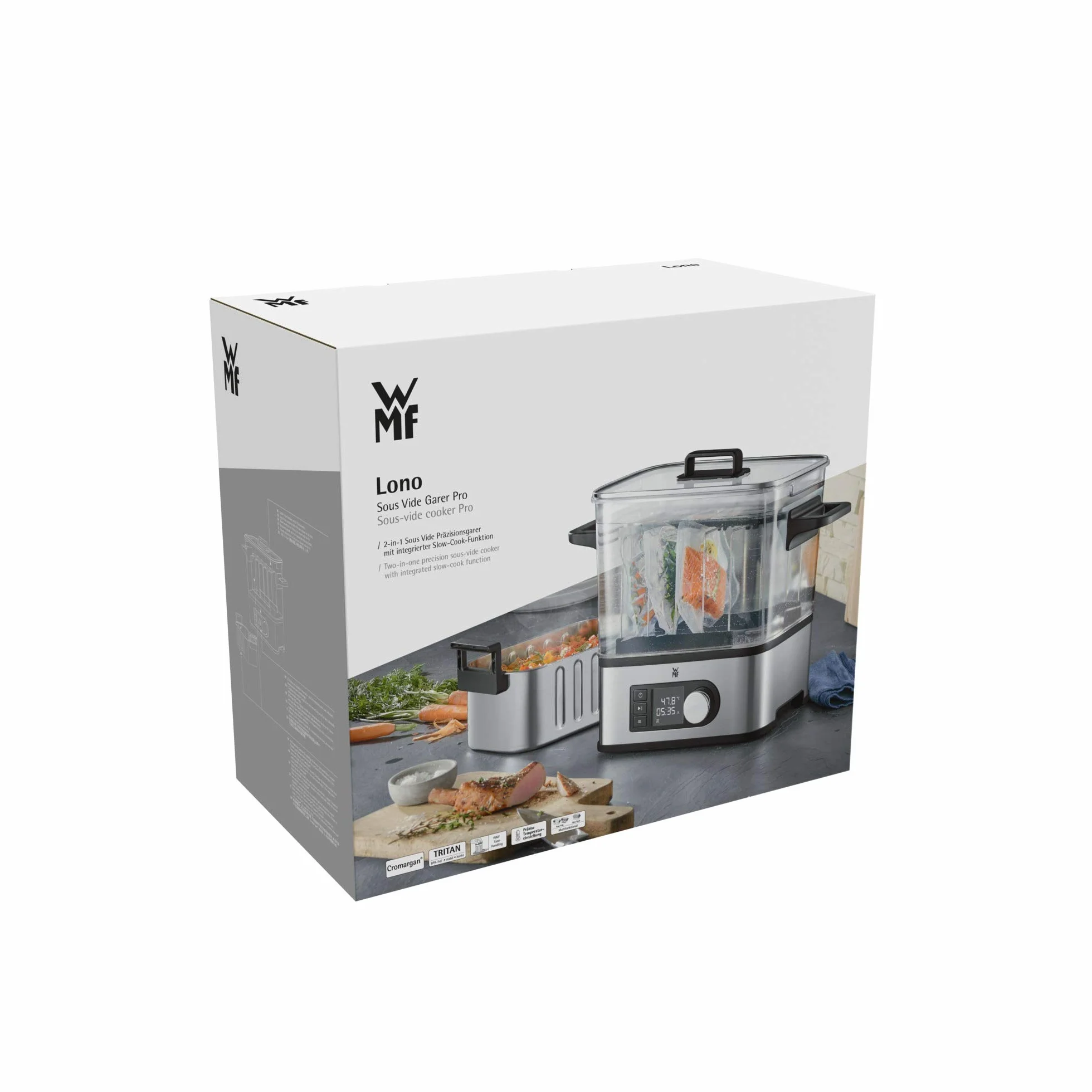 WMF Lono - Cocedora al vacio baja temperatura (entre 35º y 90º), 2 en 1, cocina al vacío y olla de cocion lenta, cocina profesional, tanque 6 l de TRITAN libre de BPA