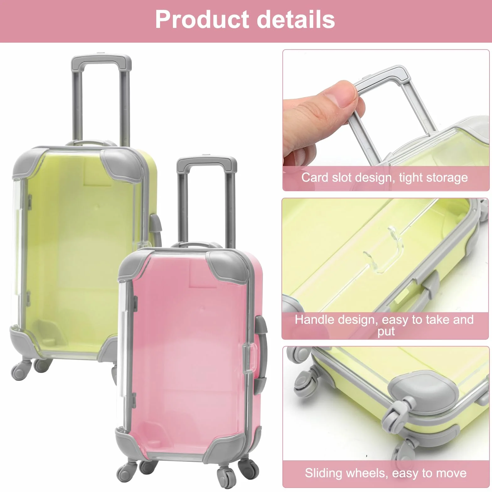 VOSSOT Mini Maletas Pequeñas con Ruedas y Asa, Regalo Original Dinero para Vacaciones Viaje Bodas