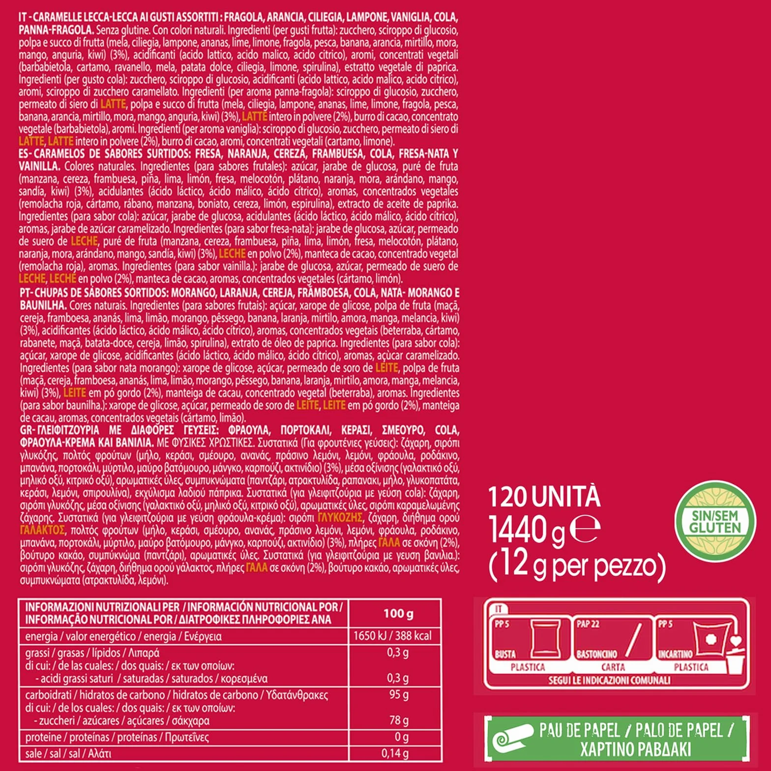 Chupa Chups Original Caramelo con Palo, Sabores Variados, 120 x 12g