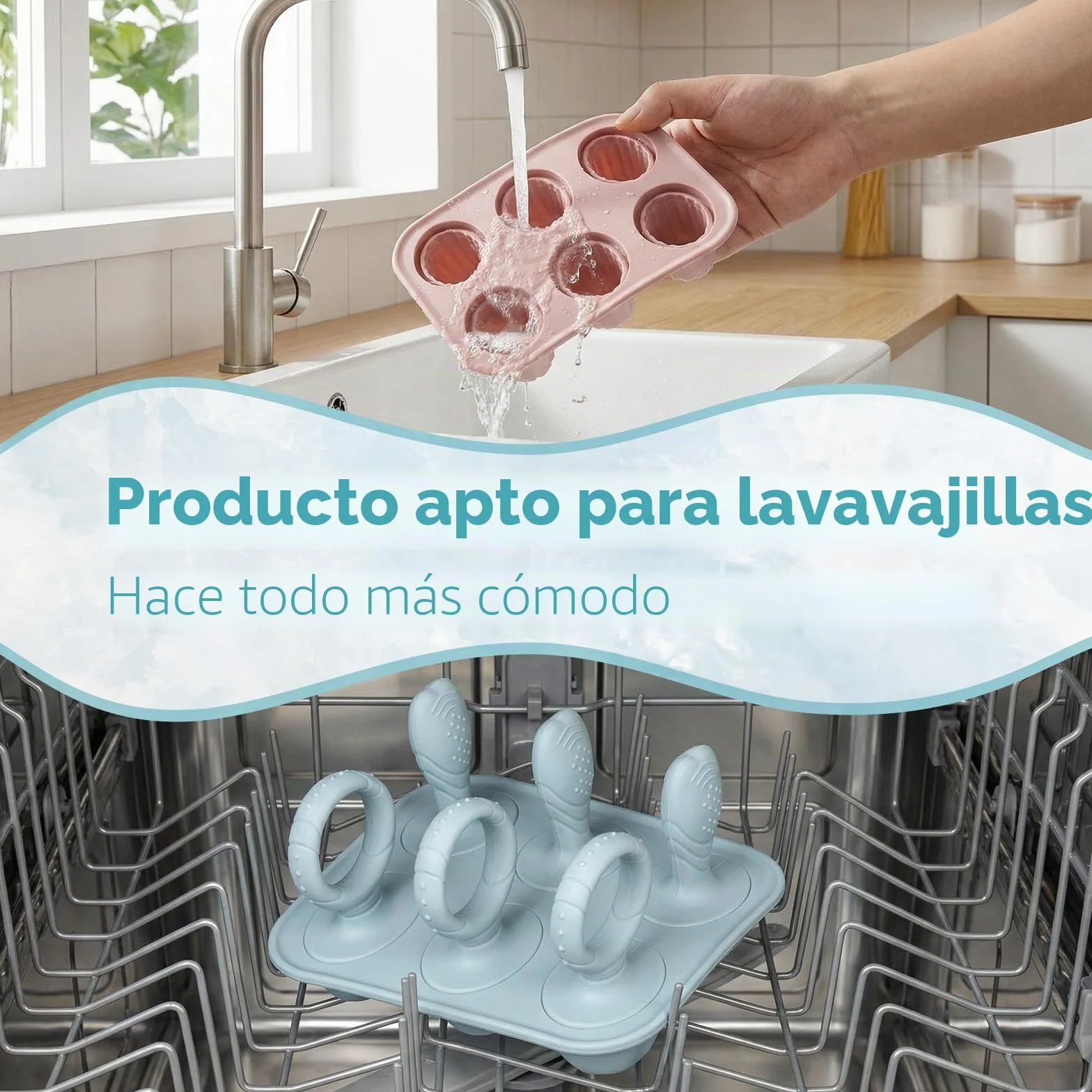 Molde Helado para Bebé, 6X 17ml Mini Moldes Helados con Palos Dentición, Silicona Libre de BPA