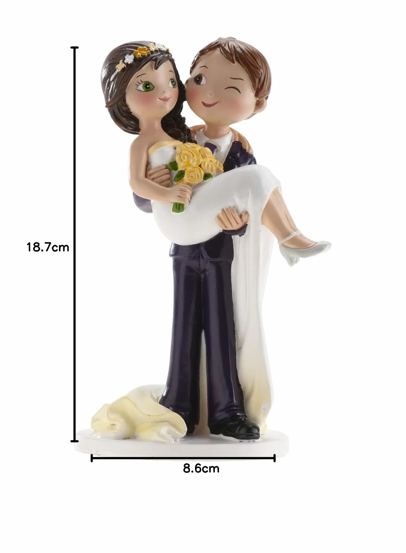 Figura Novios para Tarta de Boda Cake Topper Decorativo de Resina 18 cm Reutilizable
