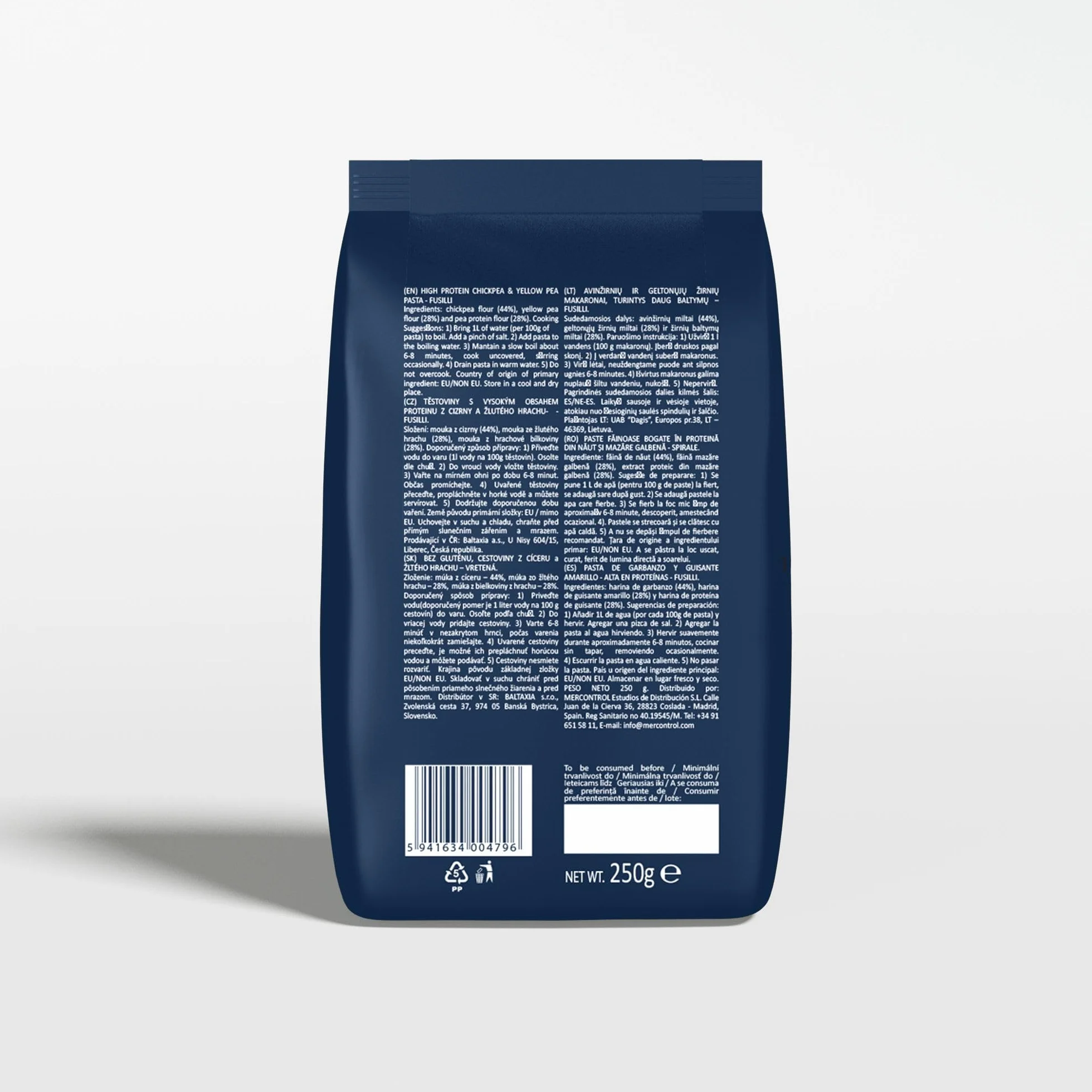 Sam Mills Fussilli de Garbanzo y Guisante Amarillo 250 g Pasta de Legumbres Sin Gluten