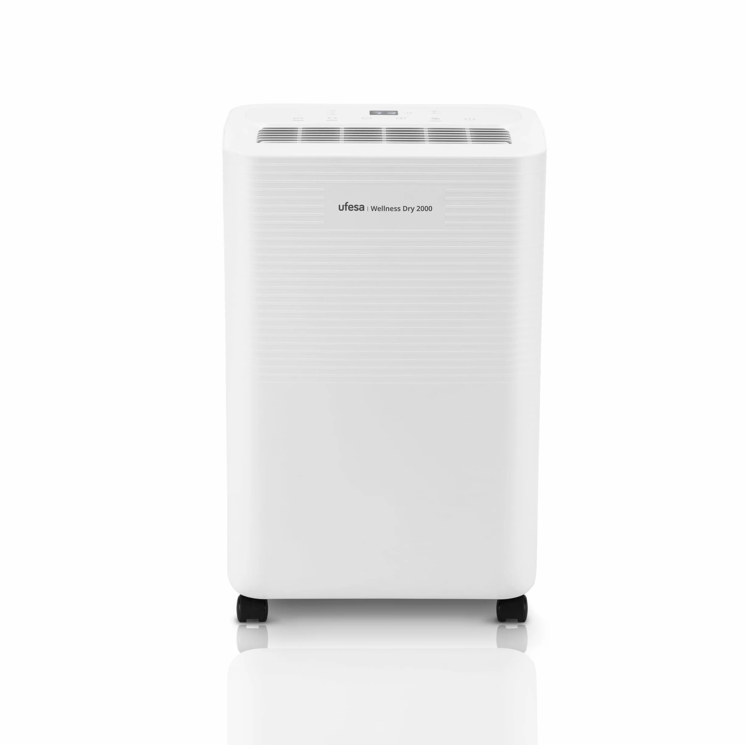 Ufesa Wellness Dry 2000 Deshumidificador 280W, 12L/24h, Silencioso 47dB con Panel Intuitivo, Función Secado Ropa, Sensor de Humedad, 2L capacidad, 2 Velocidades, Temporizador, Hasta 40m2