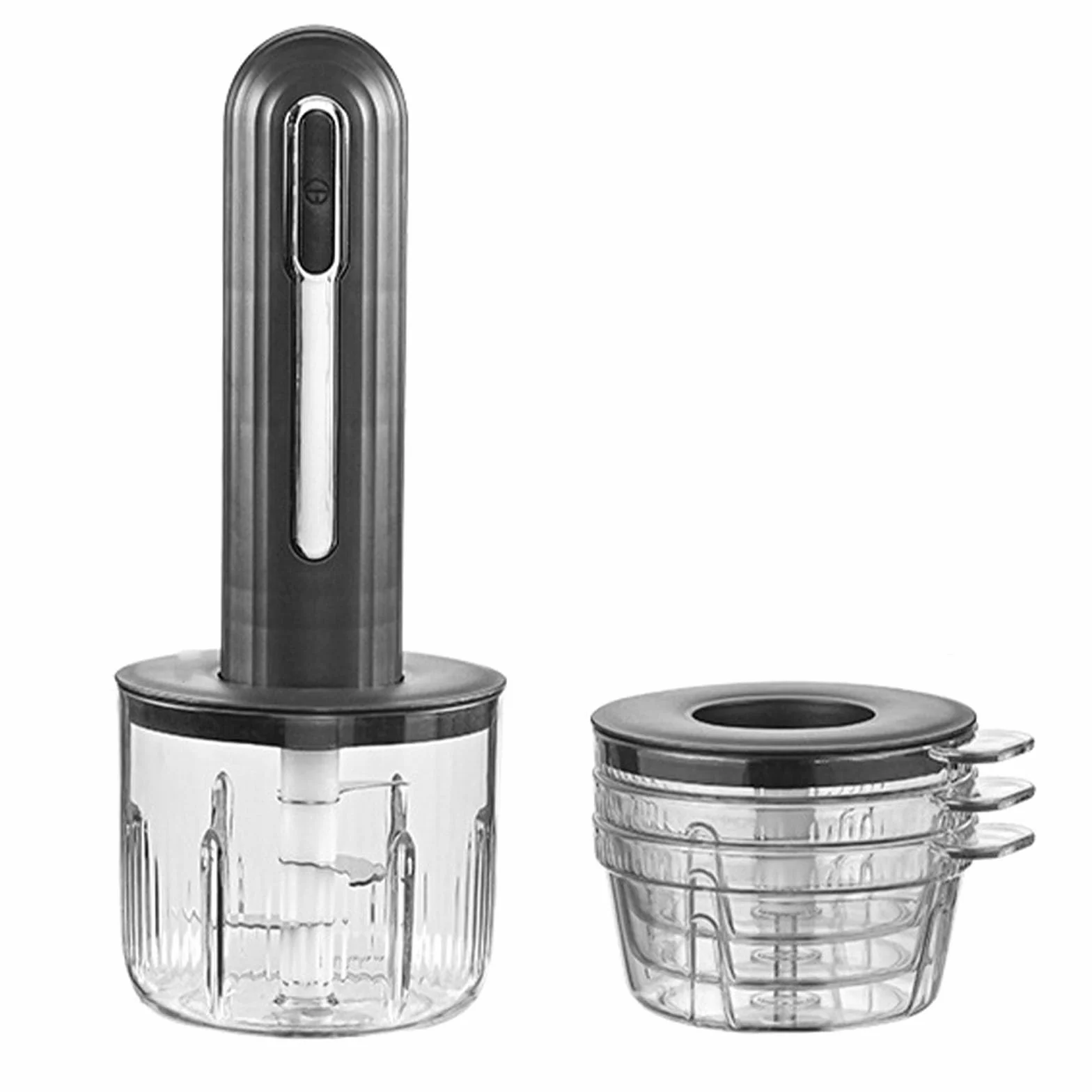 Molinillo de carne eléctrico inalámbrico para uso doméstico, multifunción, procesador de alimentos y picadora de ajo, picadora de carne compacta para batidora de cocina (negro)