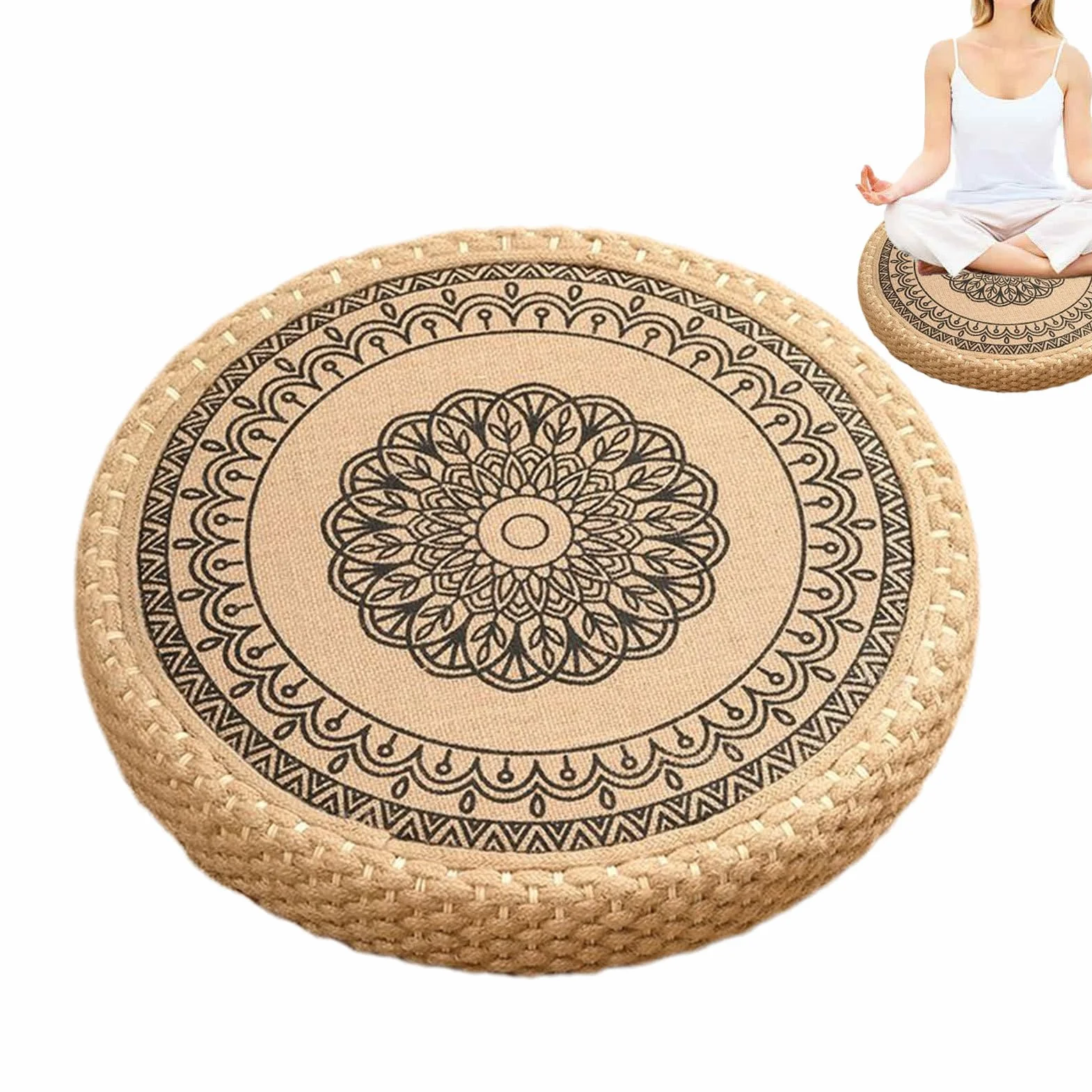 Cojín De Asiento Japonés, Almohada De Meditación Japonesa, Alfombra De Meditación Tejida a Mano para Casa