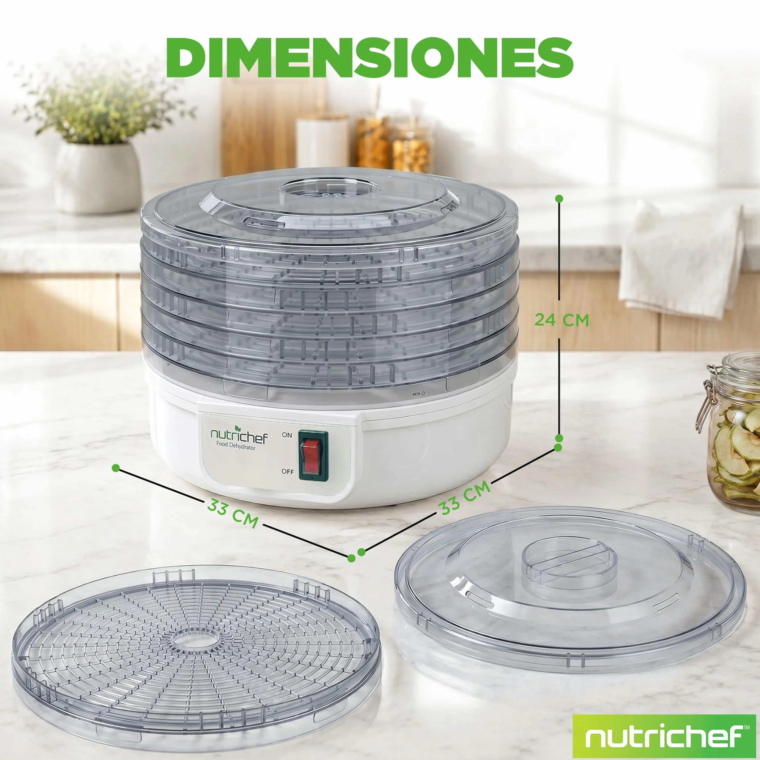 NutriChef Deshidratador de alimentos eléctrico 5 bandejas para Frutas Verduras Carne