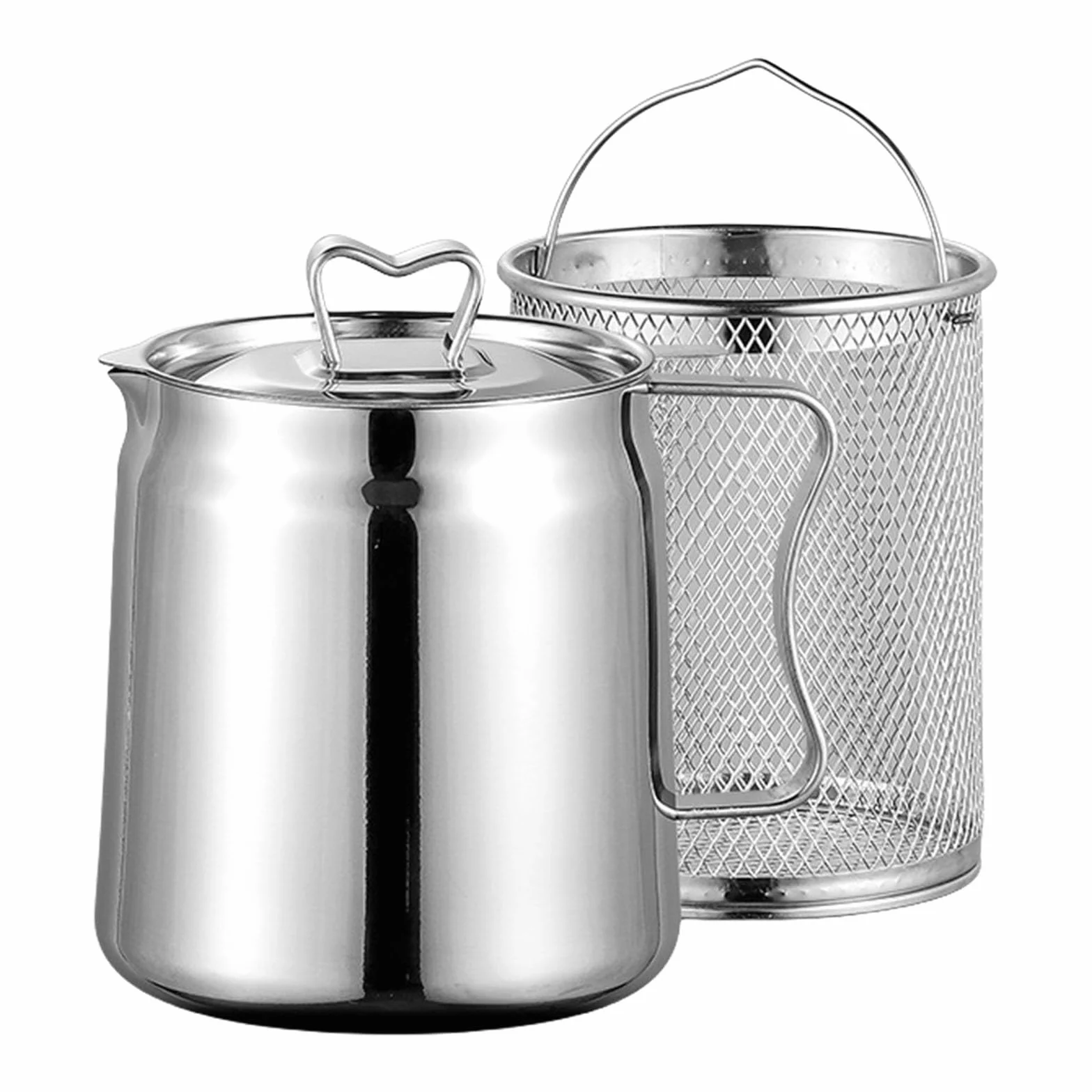 Recipiente de filtro de aceite de acero inoxidable de alta capacidad, tapa y colador, sartenes para camping, cocina al aire libre, caldera de filtro de aceite de grado alimenticio
