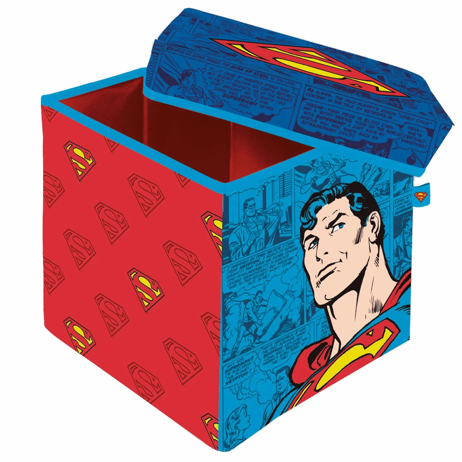 ARDITEX Caja con Tapa Superman Cubo de Tela Guardatodo 30x30x30 cm Asiento Infantil