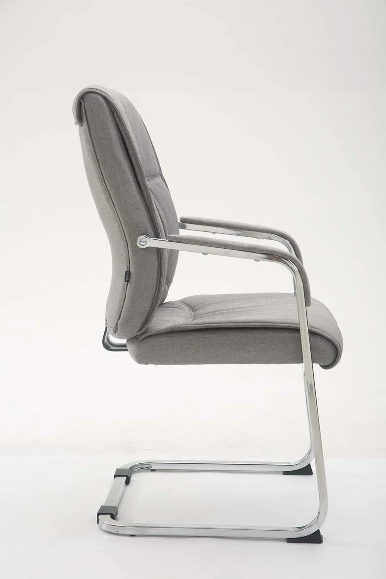 CLP Silla De Conferencia Anubis En Tela I Silla De Reunion En Estilo Cantiléver I Silla De Oficina Sin Ruedas & con Base De Metal, Color:Gris