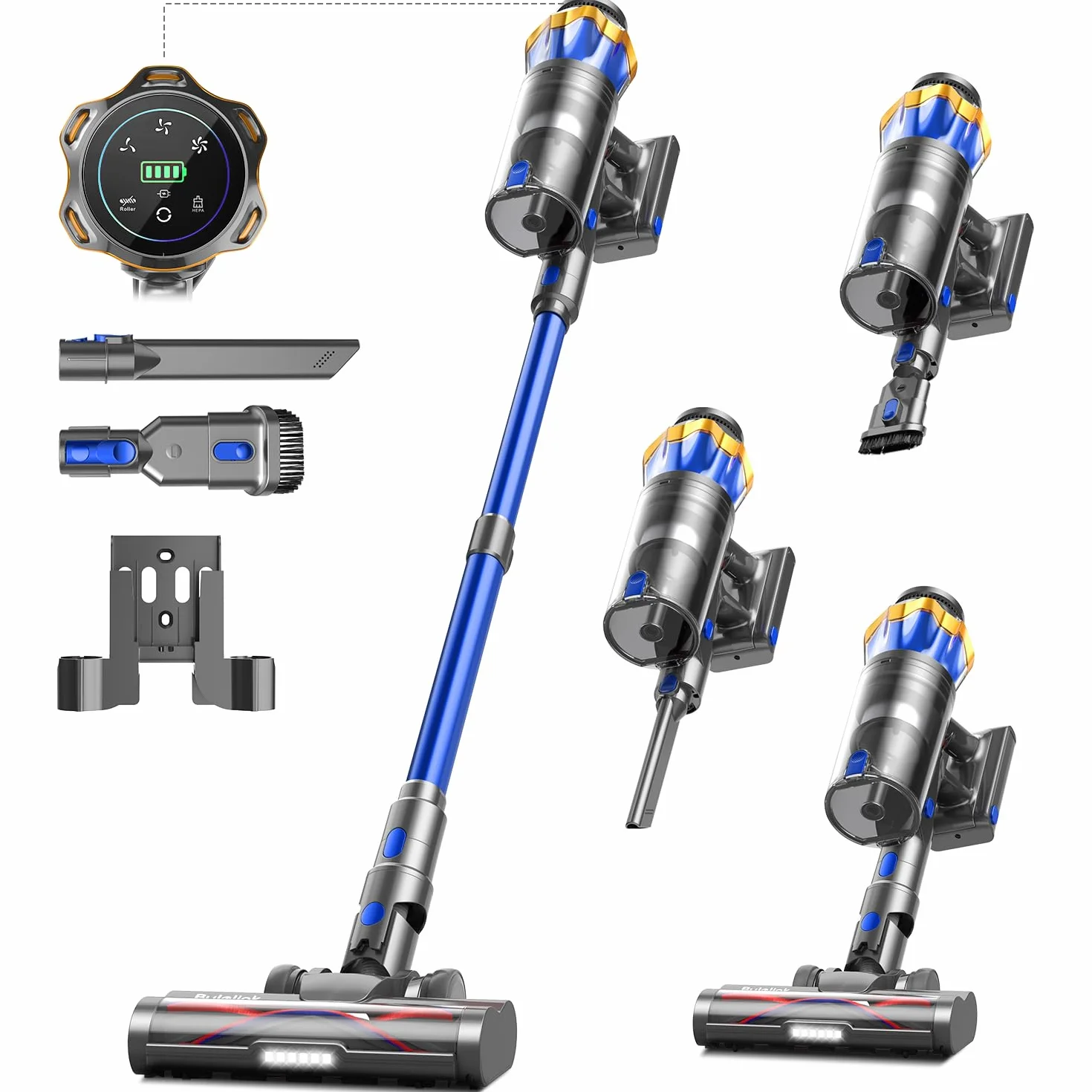 55Kpa/650W/65Mins Aspiradora sin Cable, Aspiradora sin Cable de 1.6 L/Pantalla Táctil LED,Capa de Filtración de 8 Etapas, Autocargable,Autoportante,Adecuado para Suelos/Alfombras/Pelo de Animales
