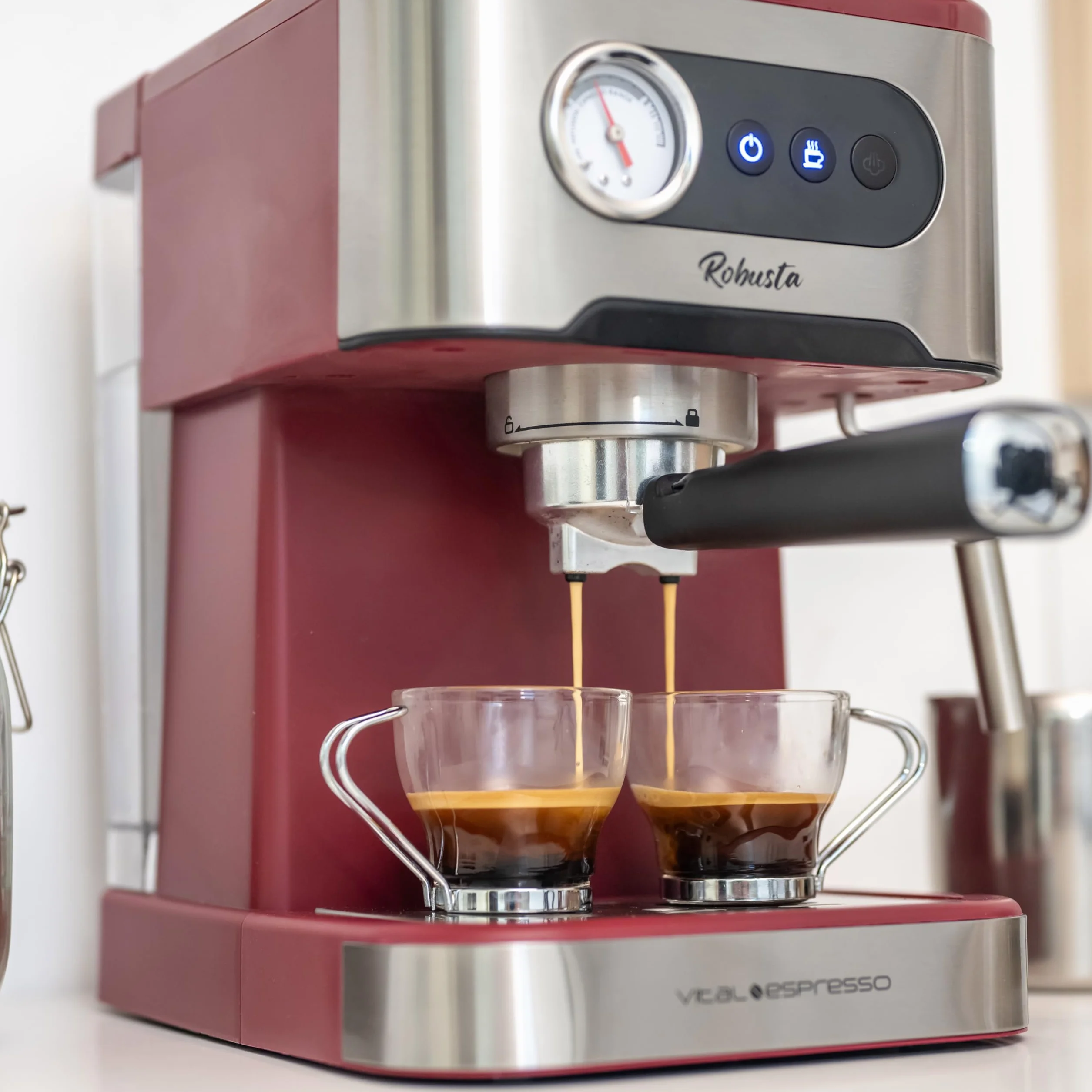 Cafetera Espresso 20 Bares Express Semiautomatica Cappuccino Latte Vaporizador Leche Thermoblock Calentamiento Rapido Portafiltros Molido Acero Inoxidable Frio Caliente Bandeja Goteo Calientatazas