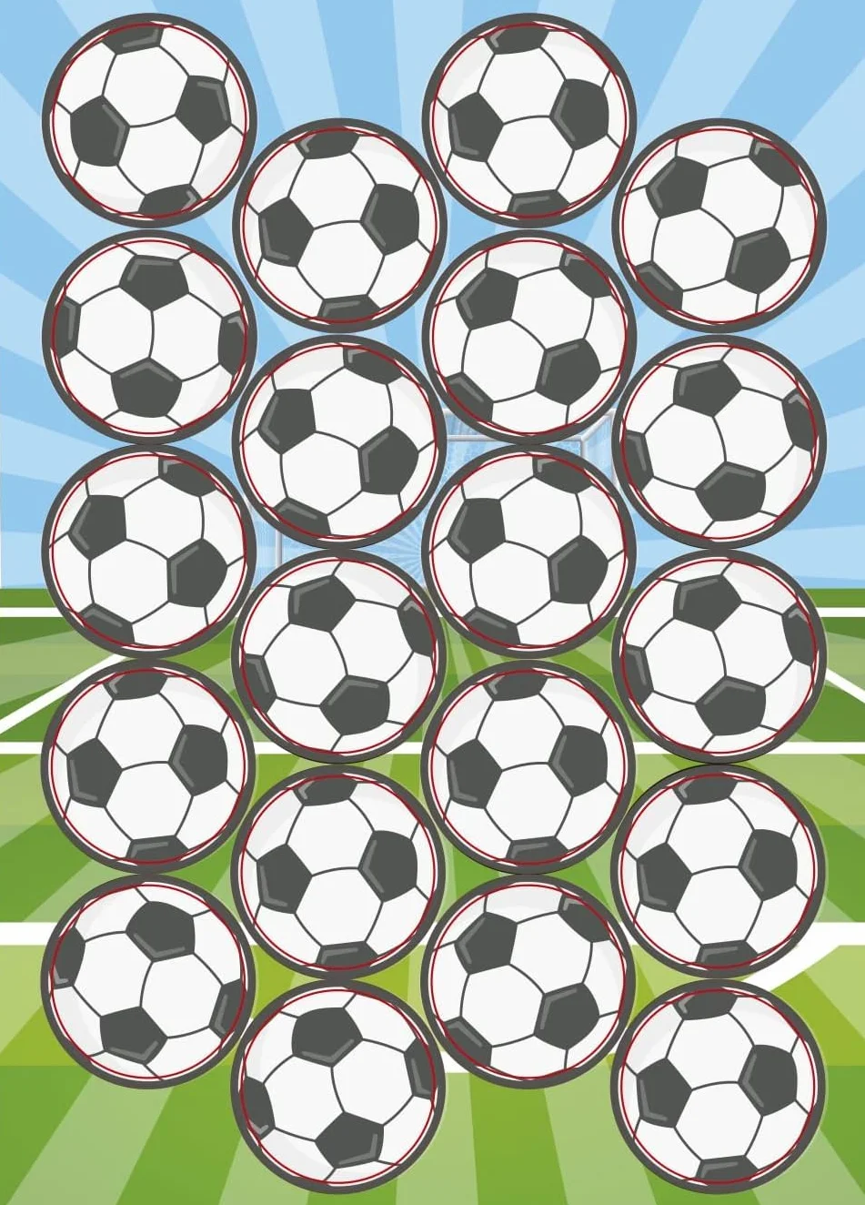 Dekora Pack 2x20 Mini Discos de Oblea de Balones de Fútbol, Decoraciones Comestibles para Cupcakes, 3,4 CM