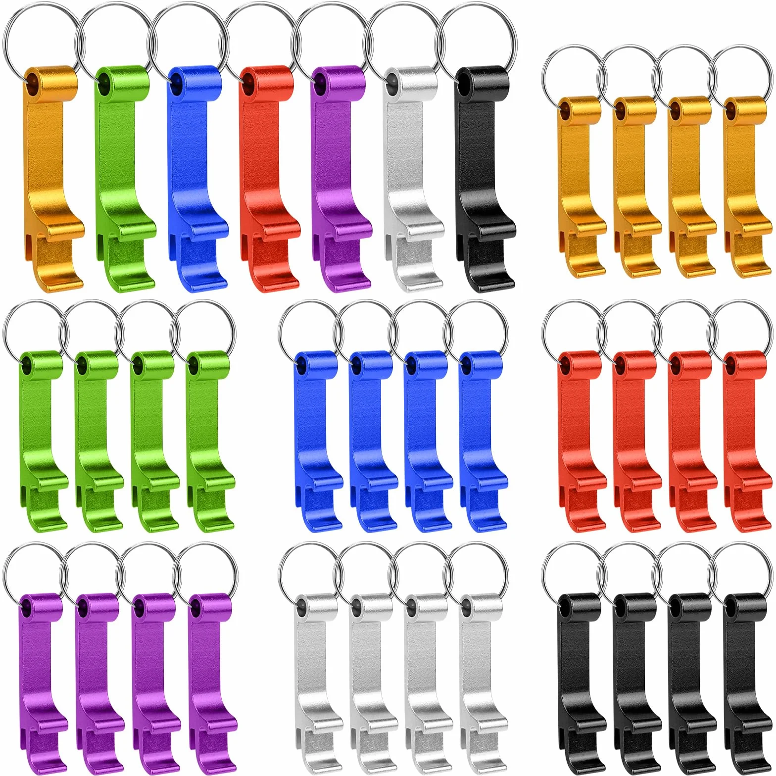 CECOMBINE 35 Piezas Llavero Abridor de Botellas, Abridor Cerveza Aluminio, Personalizada Abrebotellas de Cerveza de Lata de Metal Favores de Banquete de Boda, 7 Colores