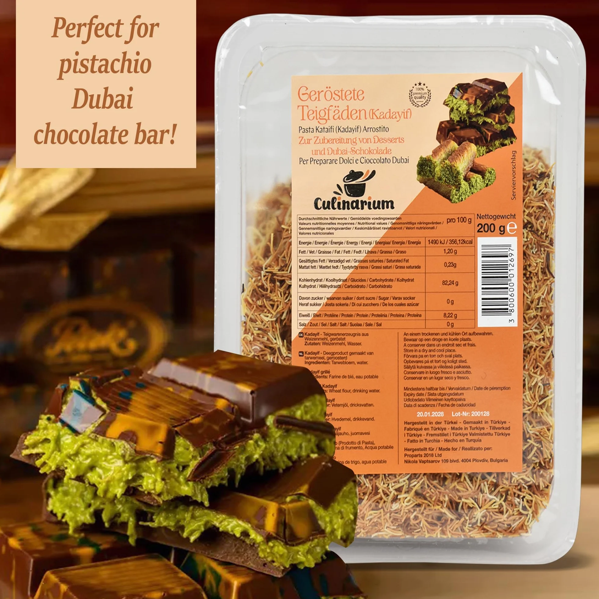Kataifi Pasta para Postres y Platos Salados Kadayif Chocolate Dubai 200g