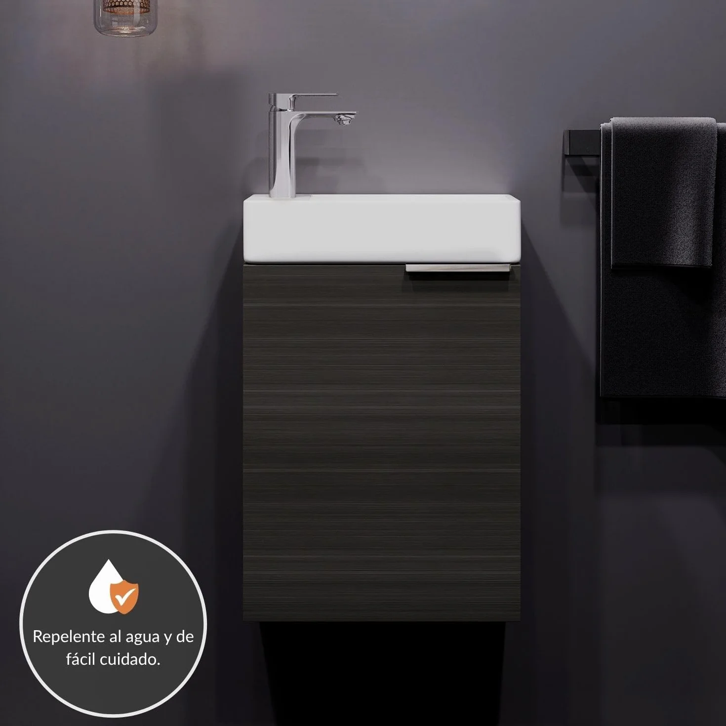 Planetmöbel Mueble baño con Lavabo 40 cm, Mueble bajo Lavabo para baños pequeños, Aseo de Invitados, Antracita