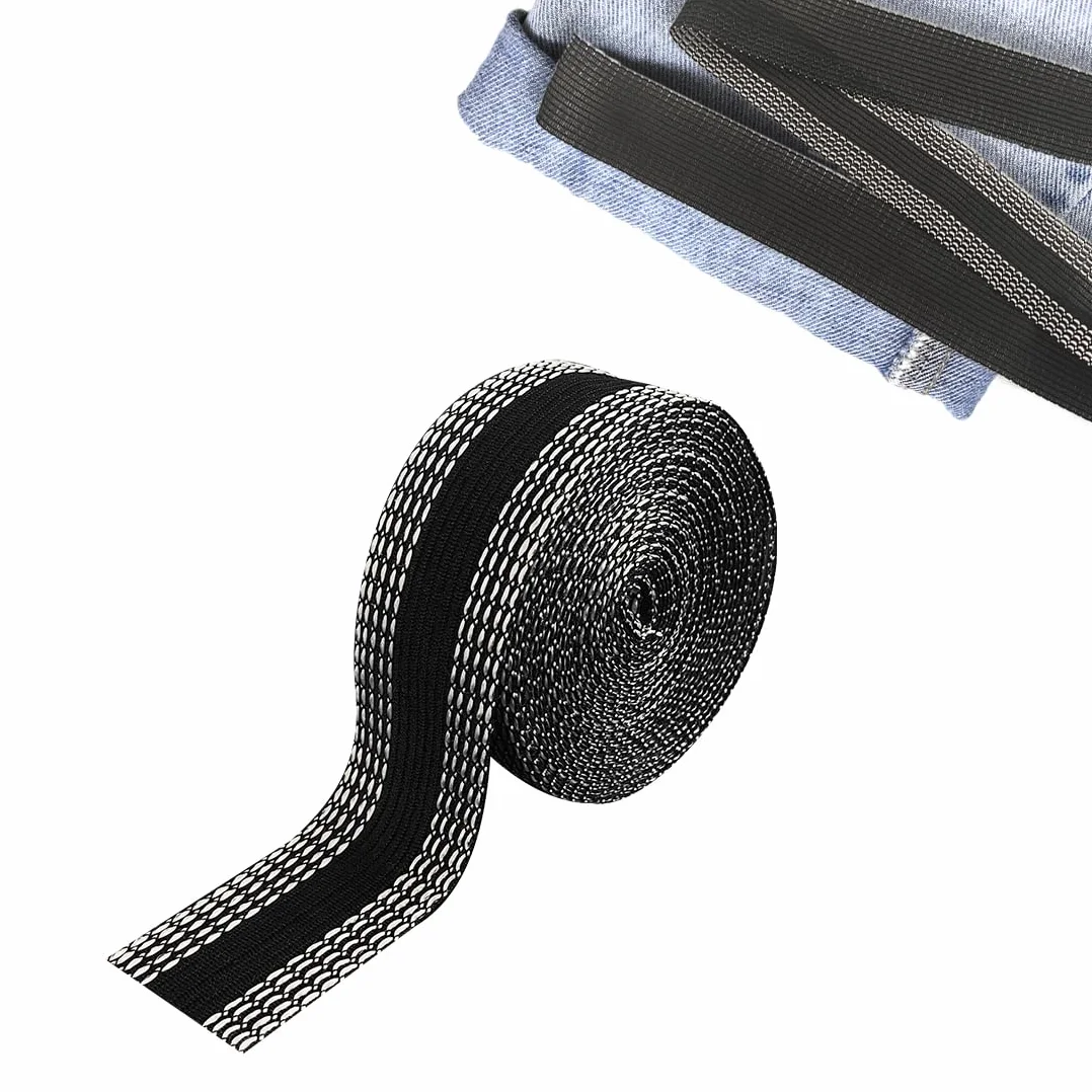 Cinta adhesiva para dobladillo con plancha de 5.5 yardas/11 yardas, adhesivo de tela sin costuras para reparaciones y alteraciones rápidas, tira de unión lavable para ropa (negro, 5.5