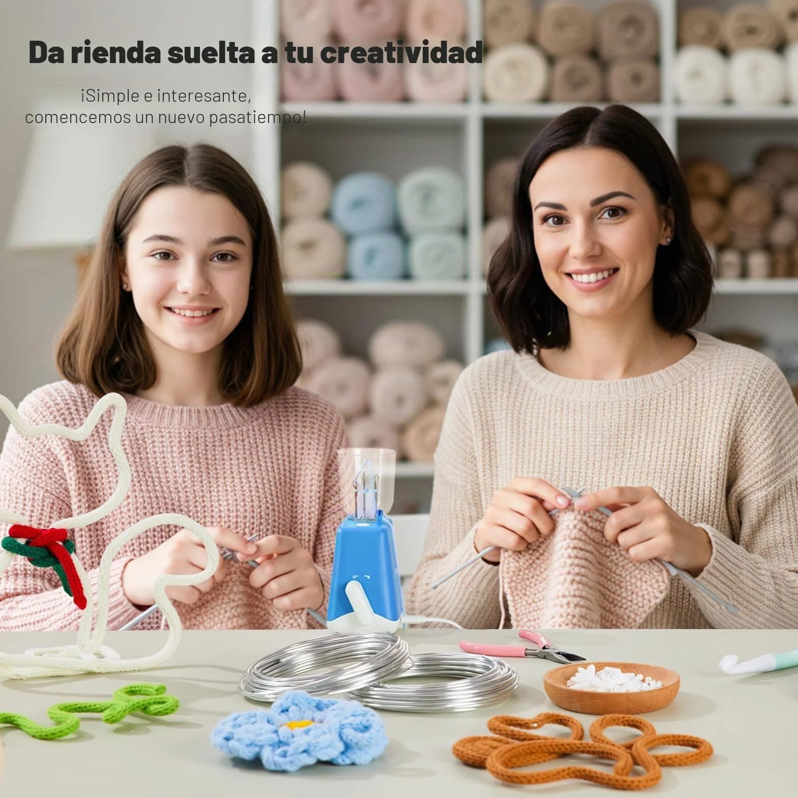 Caydo iCord Maker Kit para principiantes, 92pcs i-Cord Knitting Set para hacer manualidades DIY, tejer rápidamente iCord con i Cord máquina de tejer crear artesanías bonitas, regalo ideal