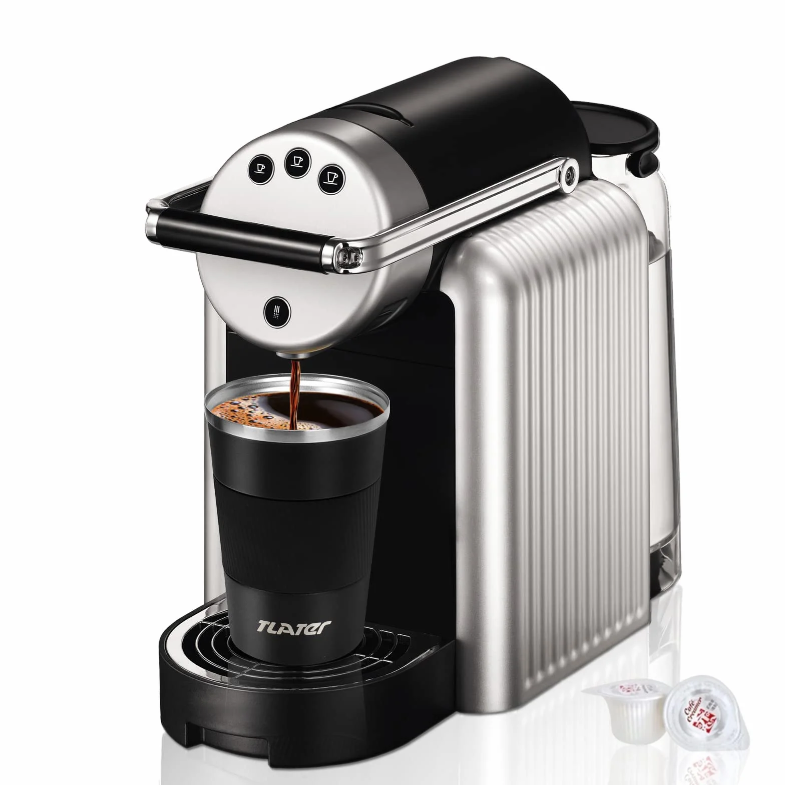 Tlater Taza de café para llevar, 380 ml, termo con tapa a prueba de fugas, vaso de viaje de doble pared, de acero inoxidable, taza de viaje para café y té (negro)