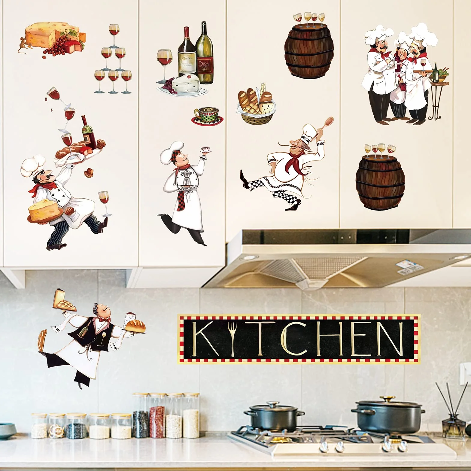 Decalmile Pegatinas de Pared Cocina Cocinero Vinilos Decorativos Cocina Comedor Restaurante