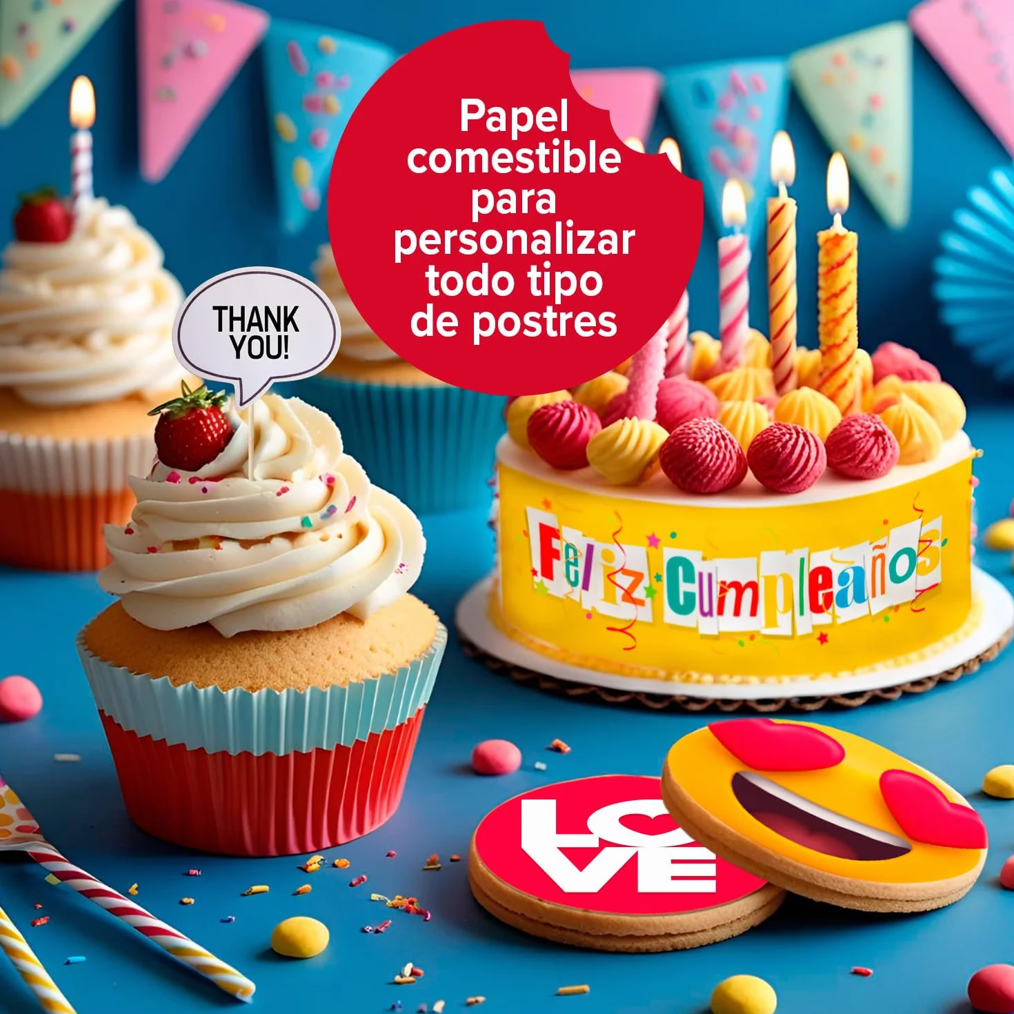 Papel Comestible A4 para Impresión 25 Hojas Papel de Almidón Compatible con Impresoras de Tinta Comestible Decoración Creativa para Tartas