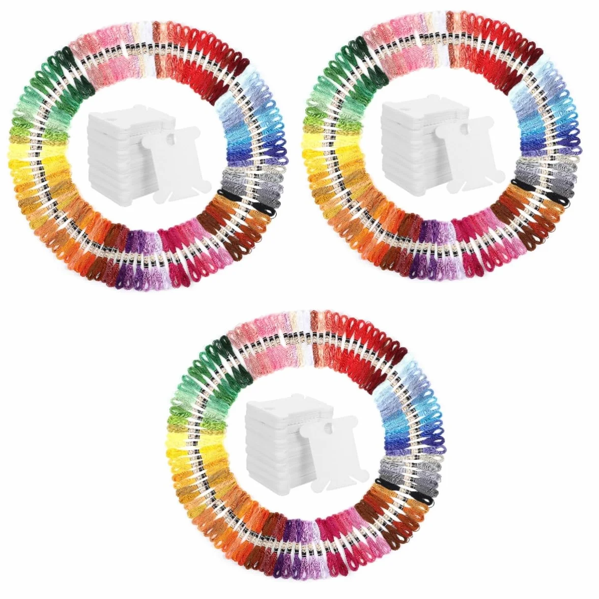 SHINEOFI 3 Series 100 Colores De Hilo De Bordar + 100 Tarjetas Para Envolver Hilo Equipo Hilo De Bordado Embroidery Kit Hilo Algodon Hilo De Cuentas Hilos Para Pulseras 100 Piezas*3
