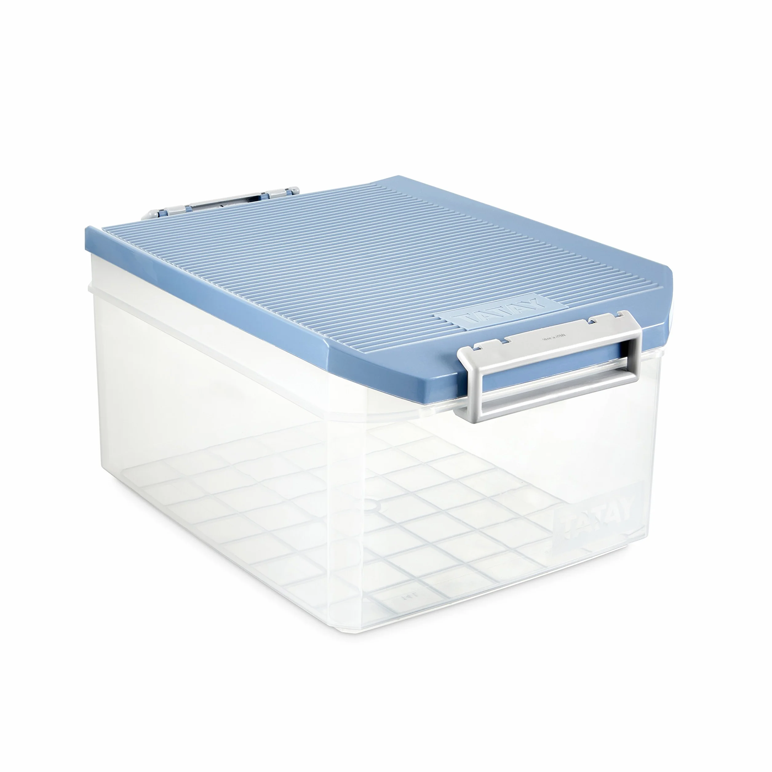 Tatay Caja Almacenaje Plastico 14 L Multiusos - Classic | Tapa con Bisagra Incluida | Asas Ergonómicas en ABS | Diseño Apilable y Resistente | Plástico Libre de BPA | 27x39x19 cm, Azul