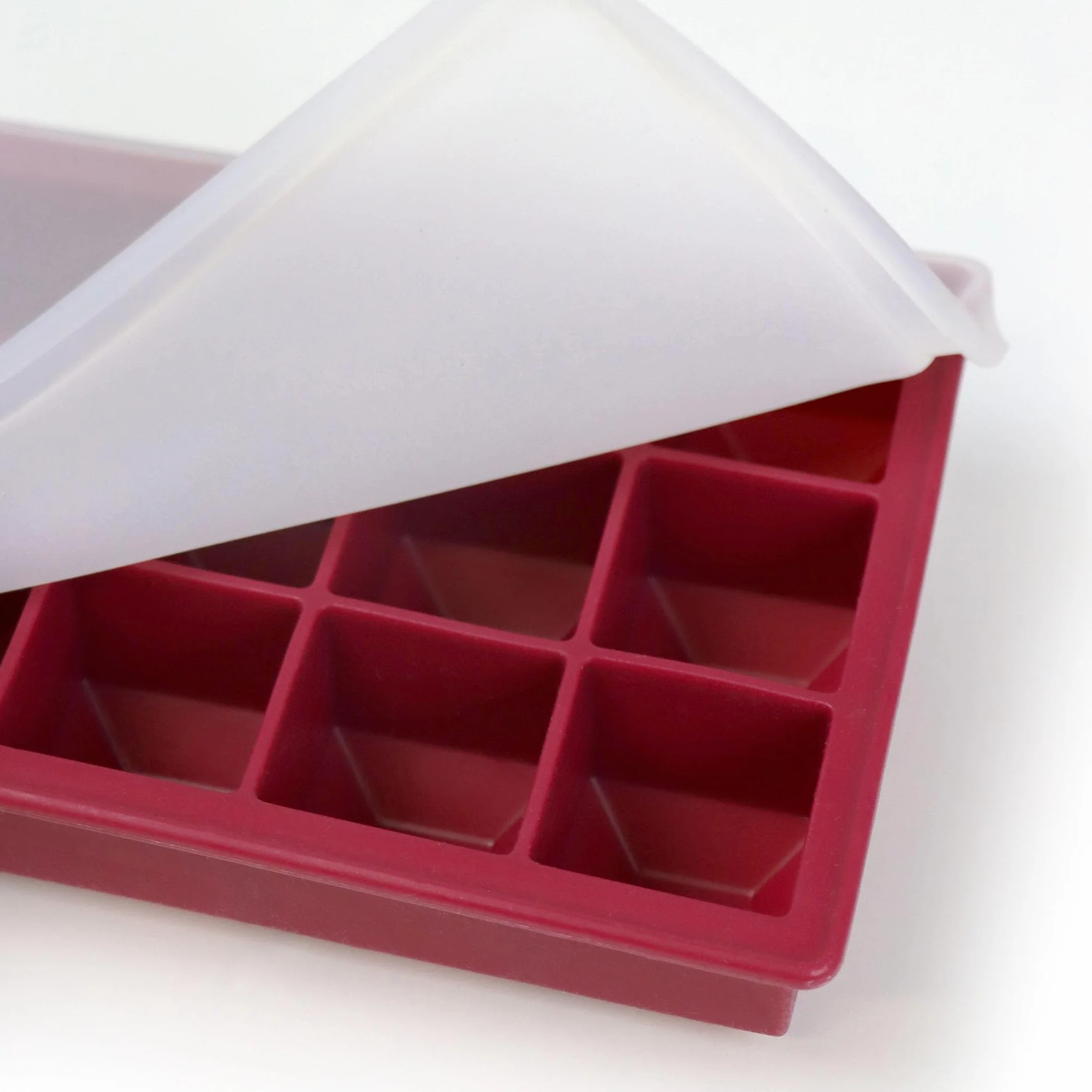 Jata Hogar HACC4540 Cubitera Silicona Grande con Tapa 15 Cubitos 3x3 cm Apilable Antiderrames Horno Microondas Lavavajillas
