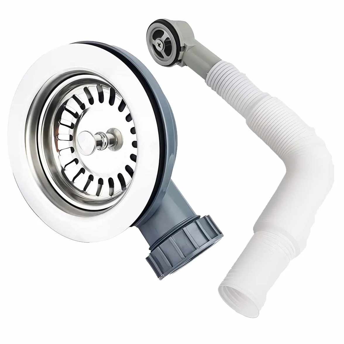 Qrity Fregadero Cocina 114 mm Colador Cesta 1½" Desagüe Rebosadero Acero Inoxidable