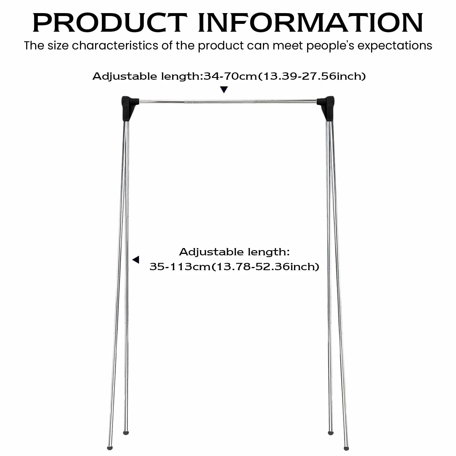 Perchero plegable portátil: Perchero de viaje ajustable de acero inoxidable, secador telescópico de 32-73 cm para viajes, camping, senderismo, ropa en casa, color negro