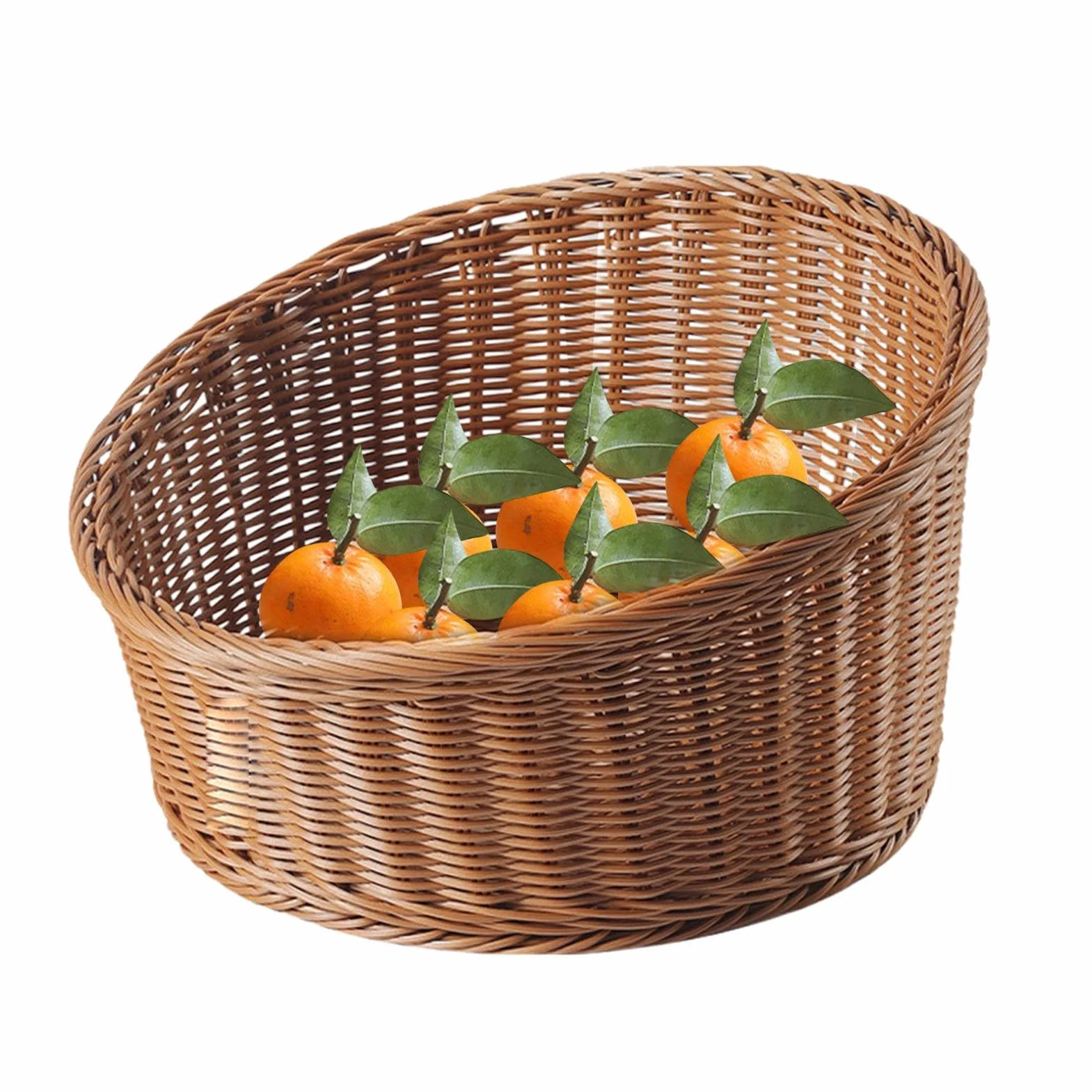 Cesta Para Servir Pan bandeja organizadora portafrutas imitación ratán | Cesta De Mimbre Para Servir Pan Caramelos Banana Pasteles Restaurante Picnic Panadería Rincón Desayuno Mesa