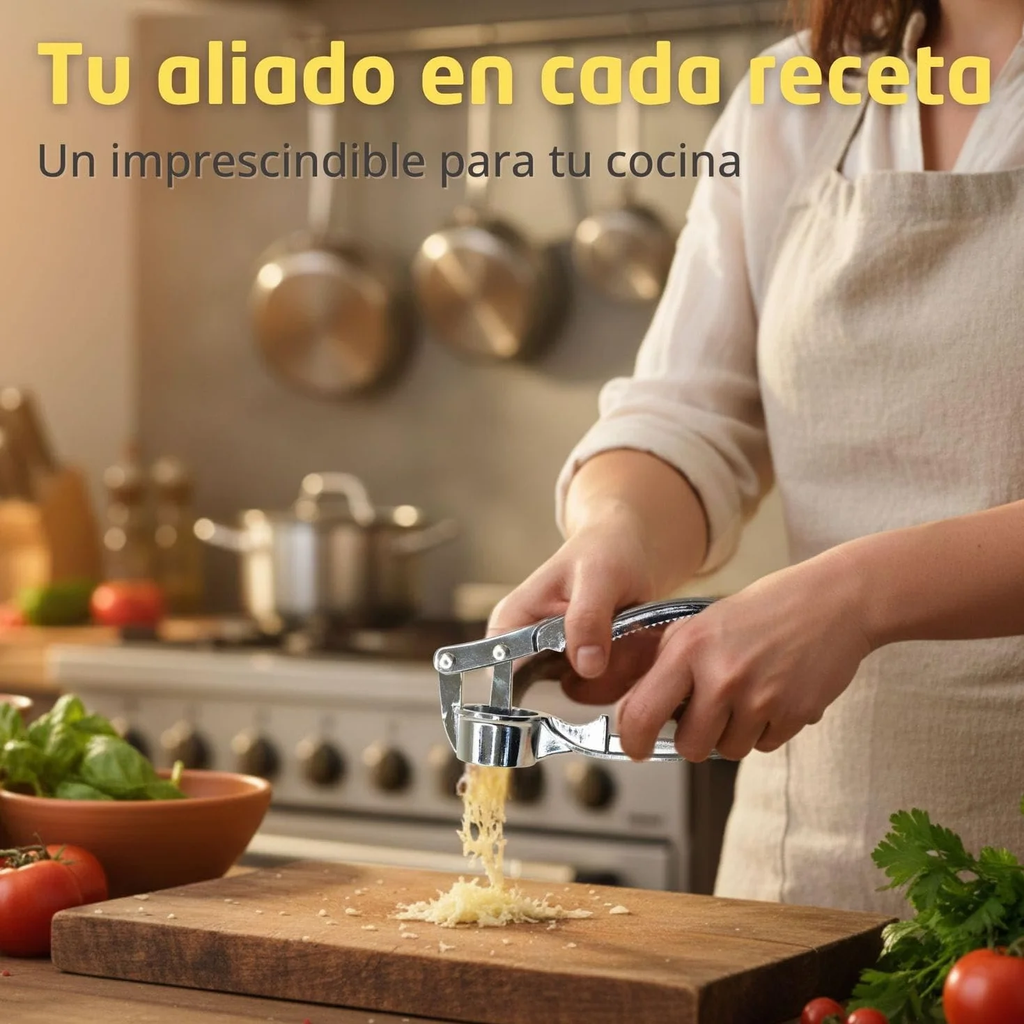 Prensa de Ajo Multifunción Acero Inoxidable Picadora Manual Triturador Pelador Ajos Cepillo Limpieza Cascanueces Escamador Abridor Botellas