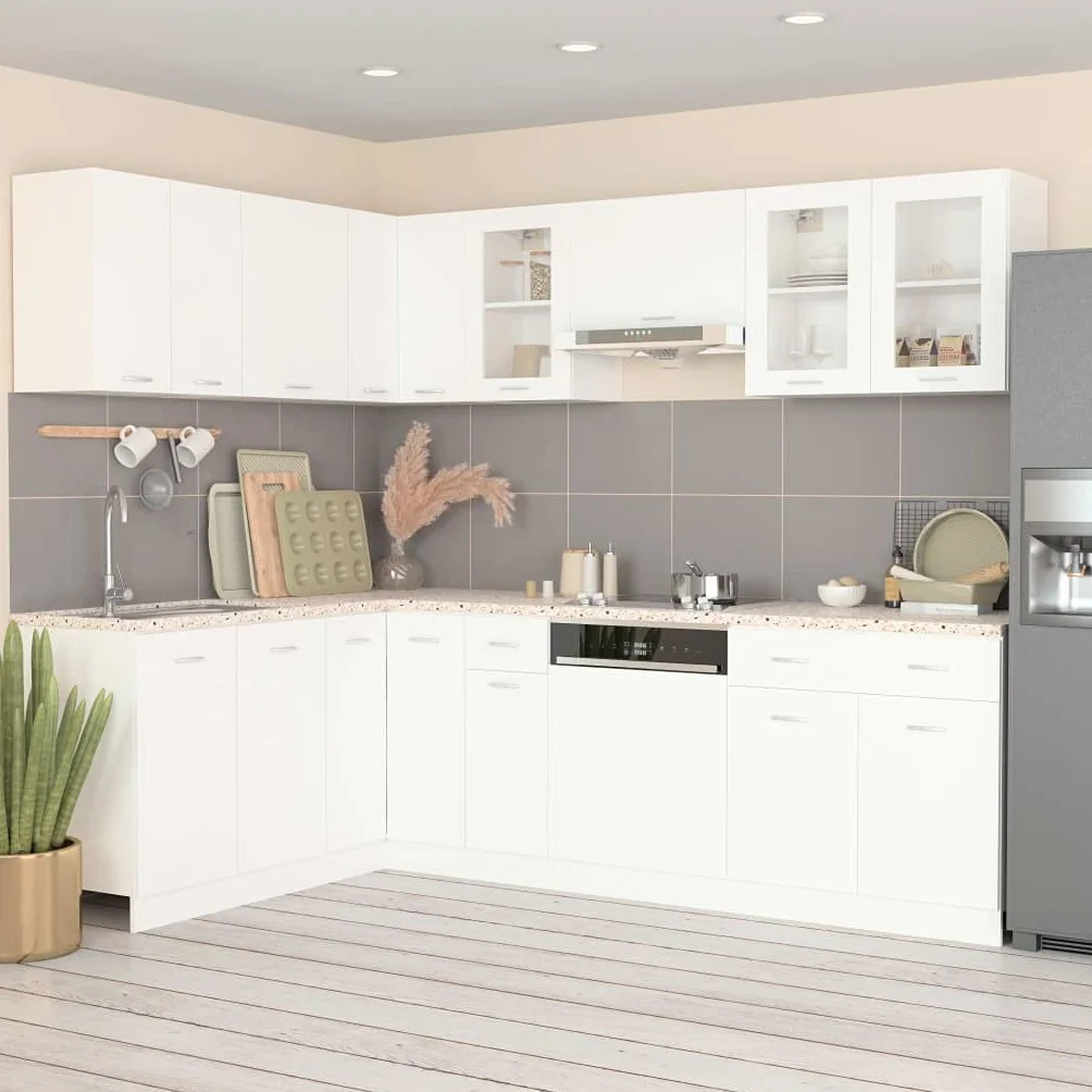 vidaXL Conjunto de armarios de Cocina Lyon de 11 Piezas de Madera de ingeniería Blanca