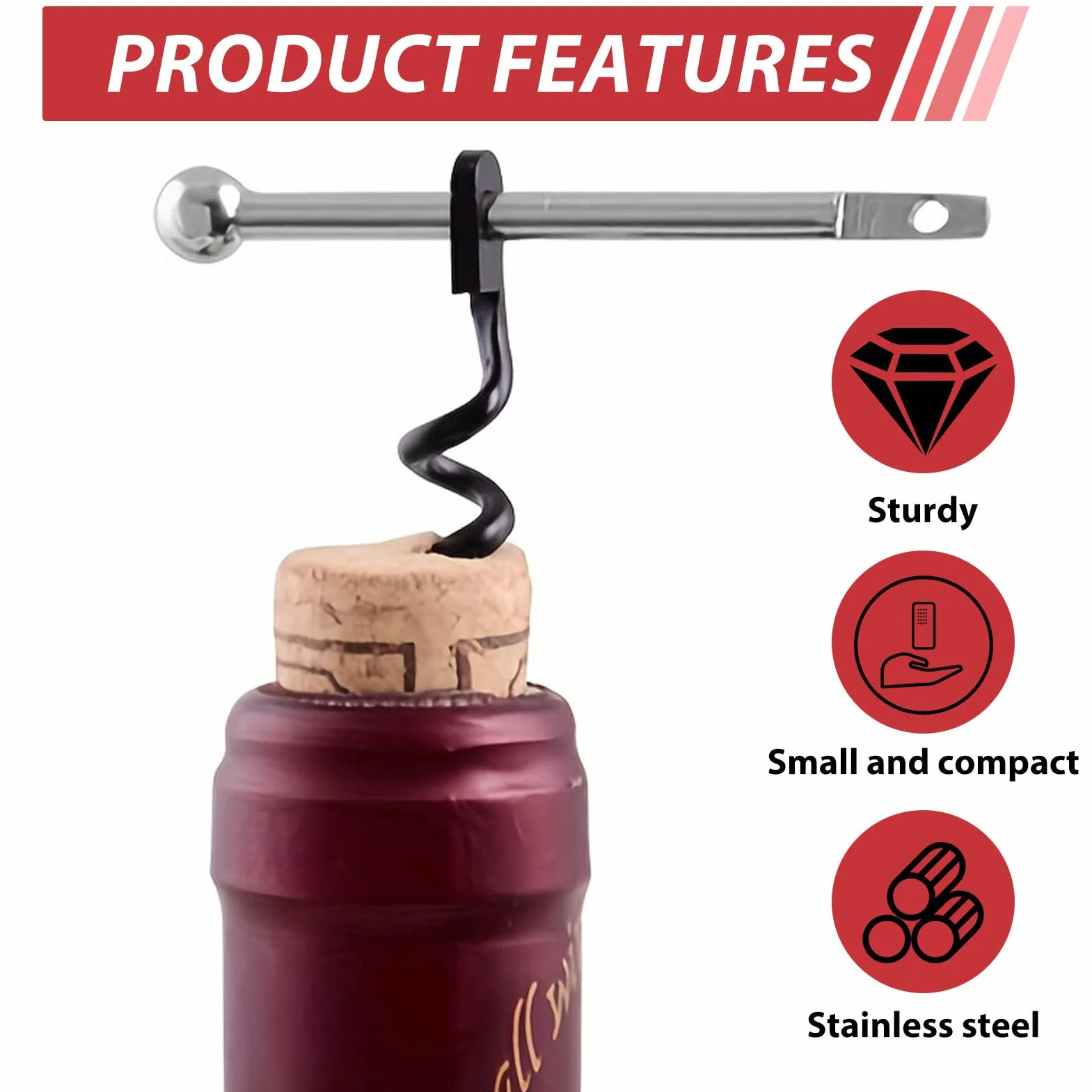 Abridor de vino portátil 4 llaveros sacacorchos espiral reforzada para picnics camping