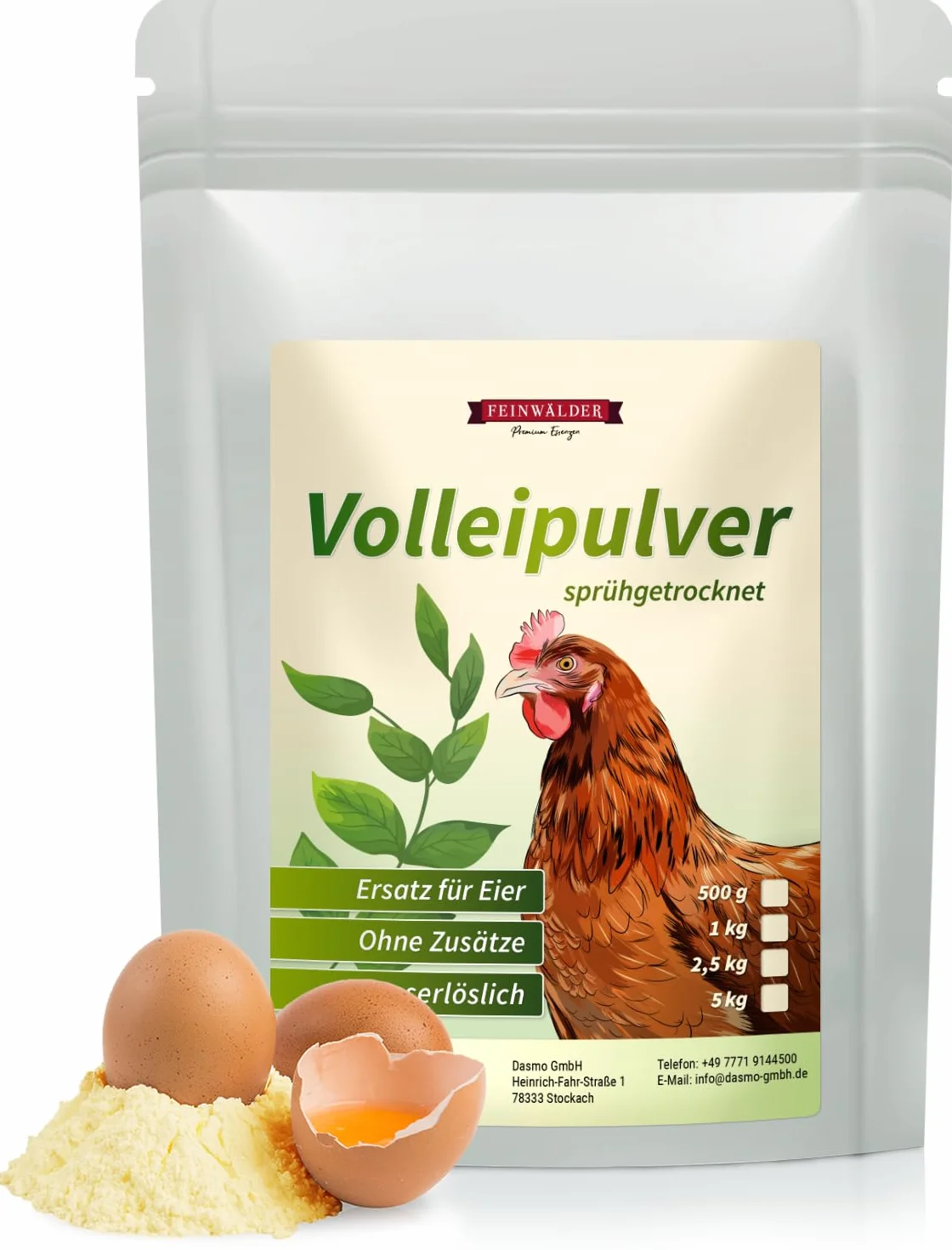 Feinwälder® Polvo de huevo entero 1 kg para cocinar y hornear