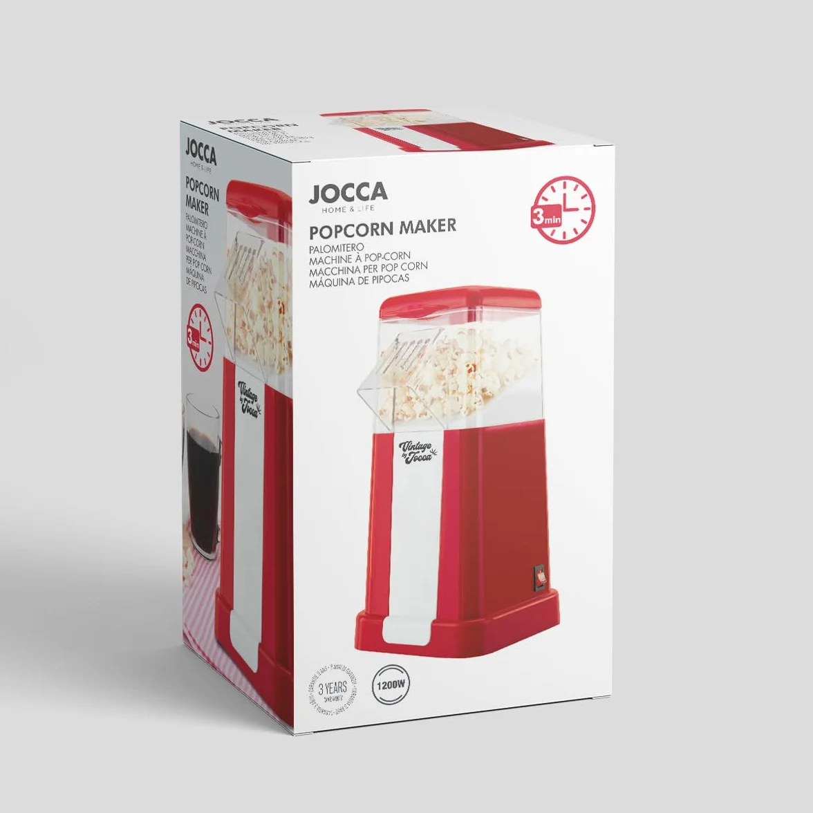 Palomitero Eléctrico 1200W sin Aceite, Máquina de Palomitas con Vaso Medidor