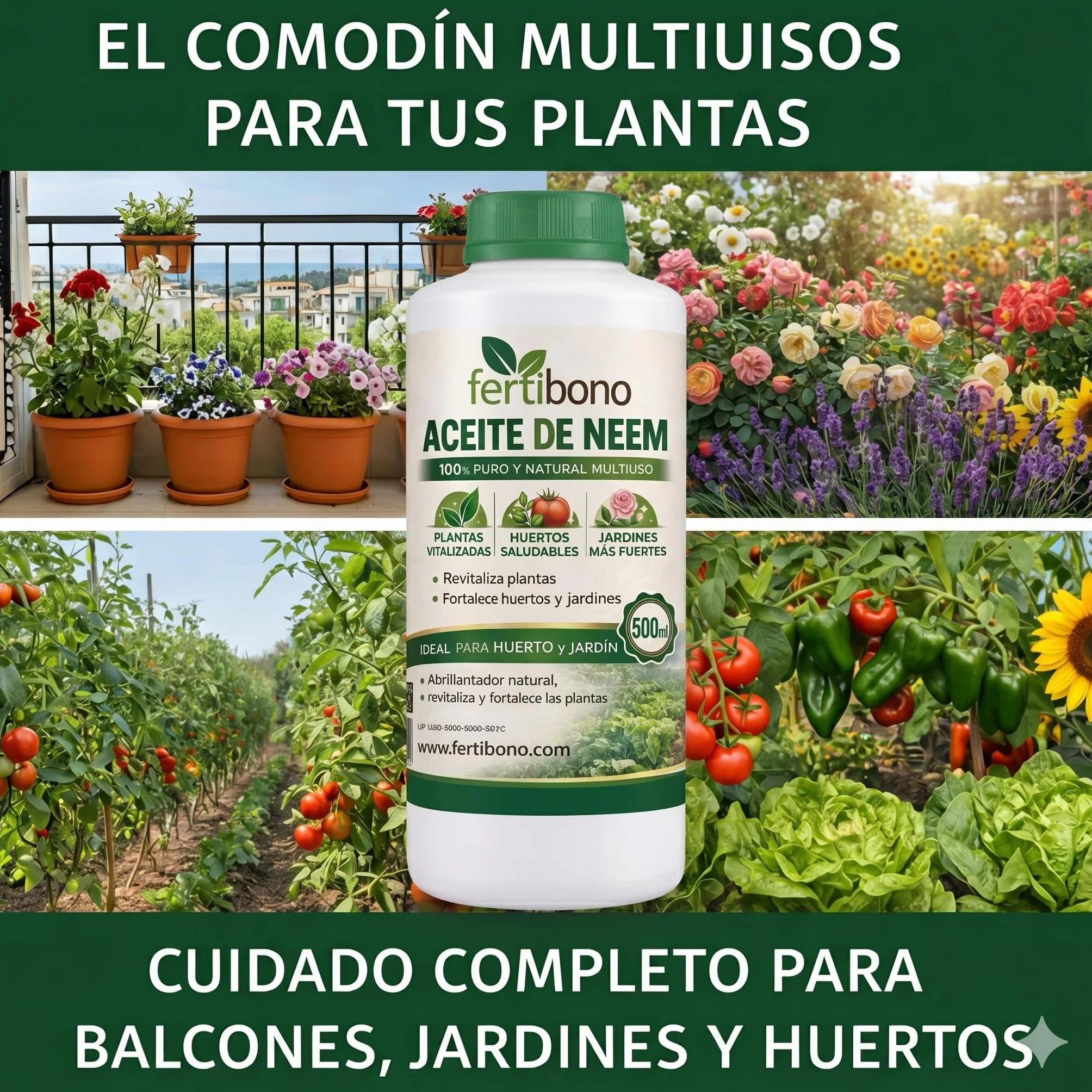 FERTIBONO Aceite de Neem 100% Puro 500 ml Prensado en Frío
