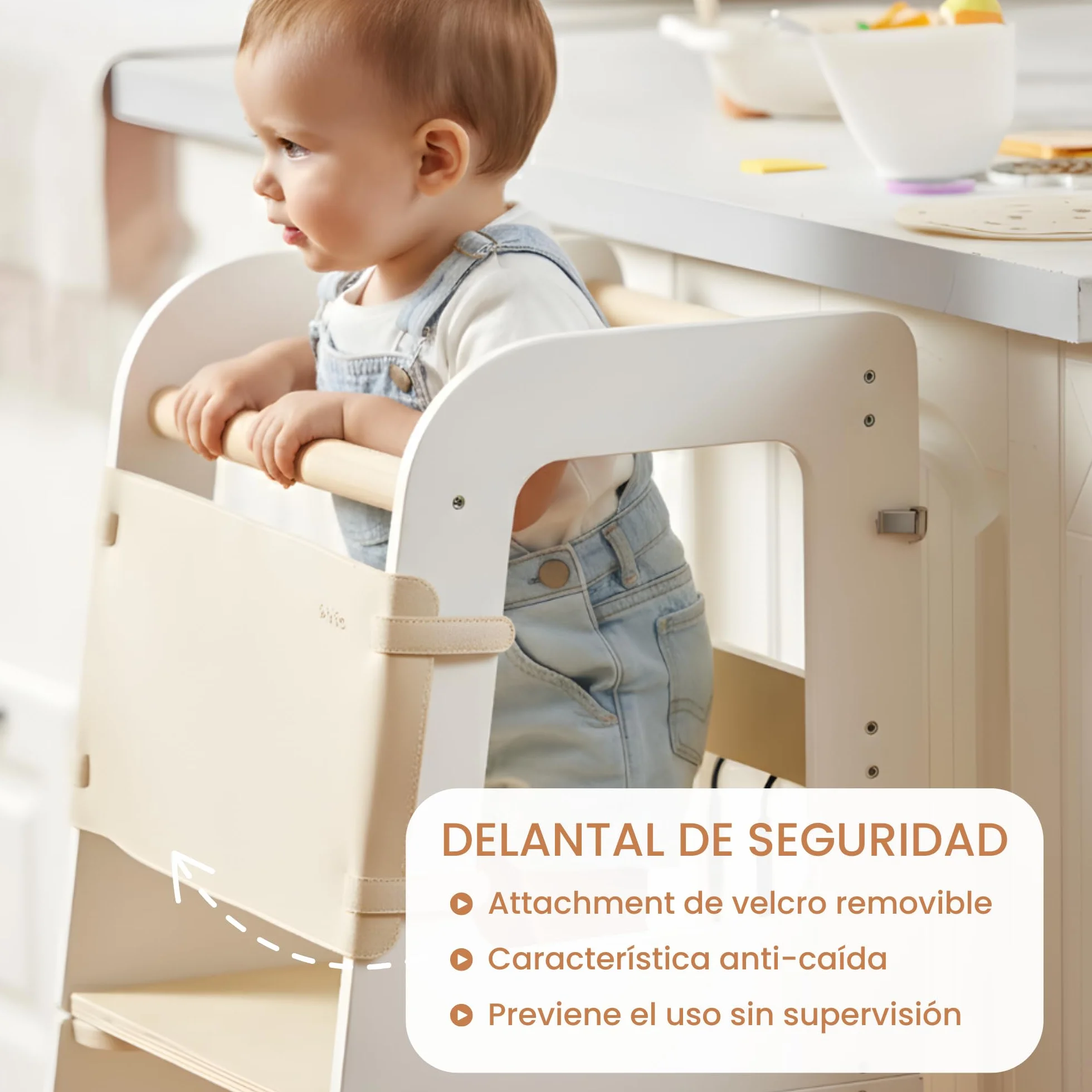 Torre de Aprendizaje Montessori para Niños Convertible en Escritorio – Torre de Observación de Madera para Niños de 12 Meses a 6 Años (Madera Natural)