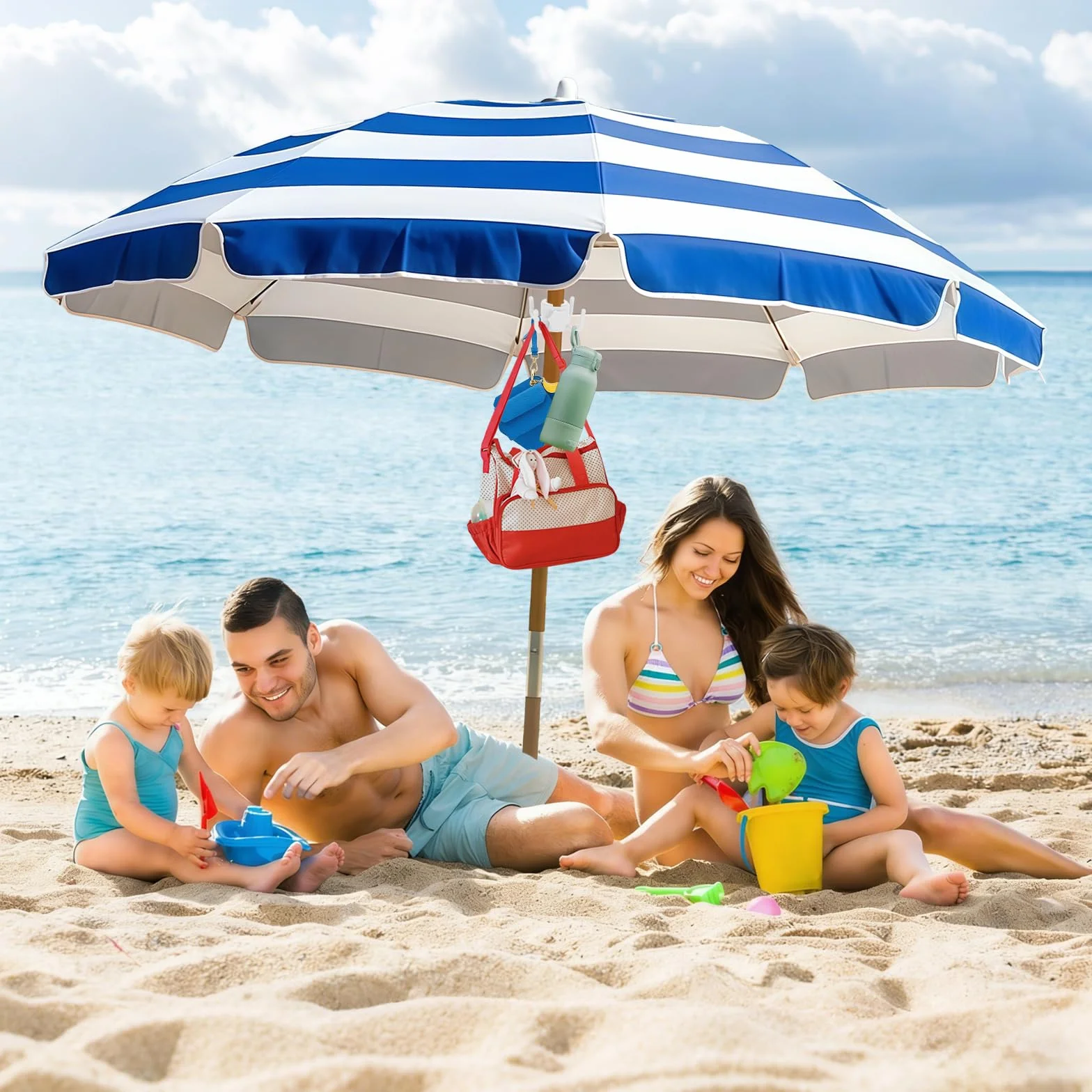 4 Puntas Gancho Para Colgar Sombrilla De Playa, Gancho Sombrilla Playa, Toallas, Ropa, Cámara, Gafas, Bolsos – Para Sombrillas De Sol Y Viaje, Blanco