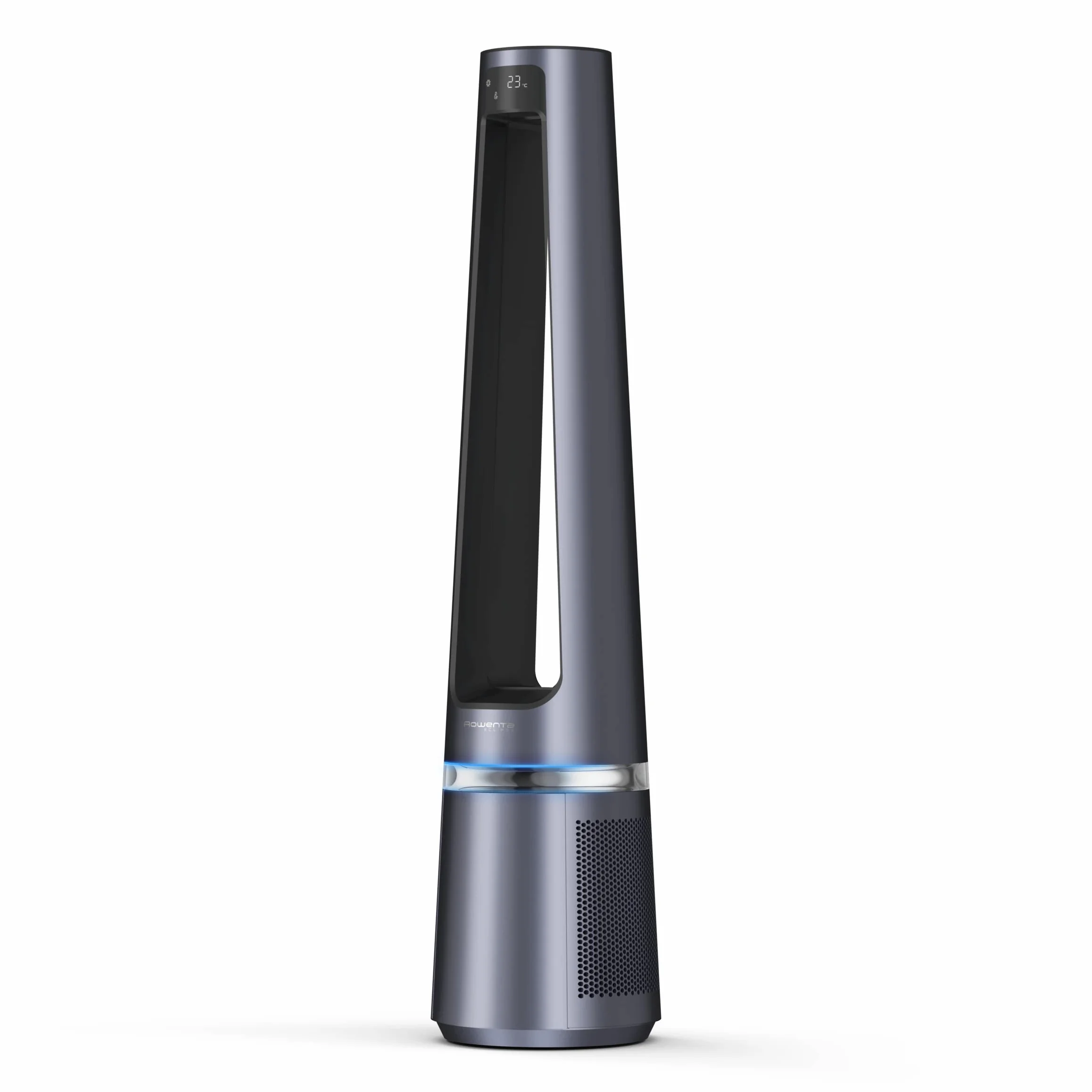 Rowenta 2 en 1 Purificador de Aire y Ventilador, 12 Velocidades, Oscilación, Filtra Partículas Finas hasta el 99,95%, Silencioso, Mando a Distancia, Plata, Eclipse, QU5030