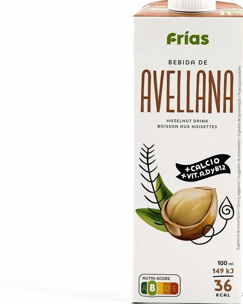 Frías Bebida Vegetal de Avellana Enriquecida con Calcio Pack 6x1L Vegana Sin Gluten Sin Lactosa